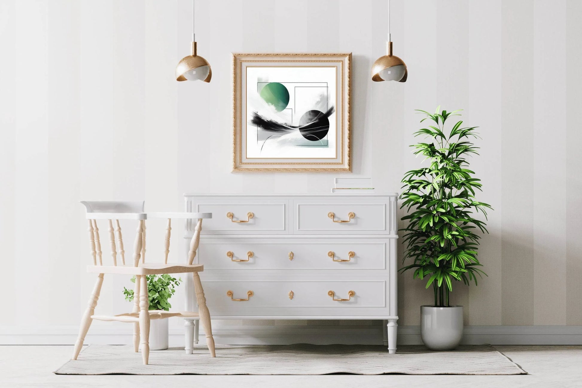Green and Black Symmetry Abstract Wall Art - beink online art store