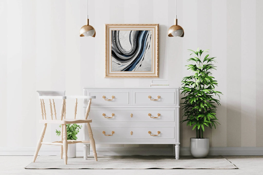 Black and White Swirl Abstract Wall Art - beink online art store
