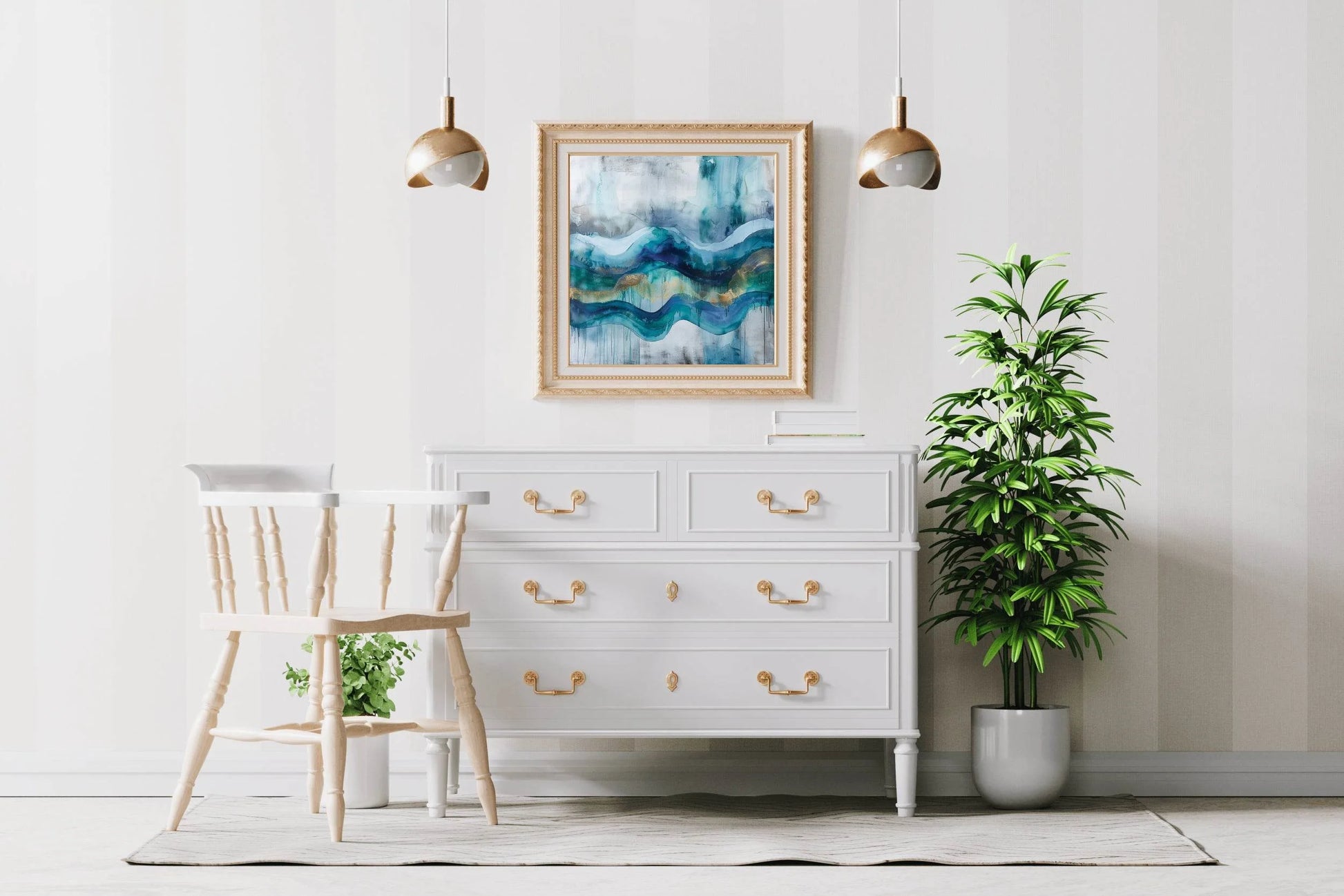 Lake with Glacier brush strokes Abstract Wall Art - beink online art store