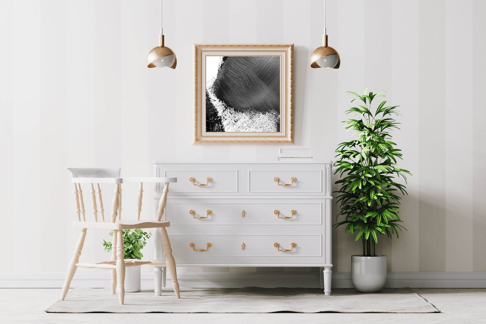 Graphite Brush Strokes Abstract Wall Art - beink online art store