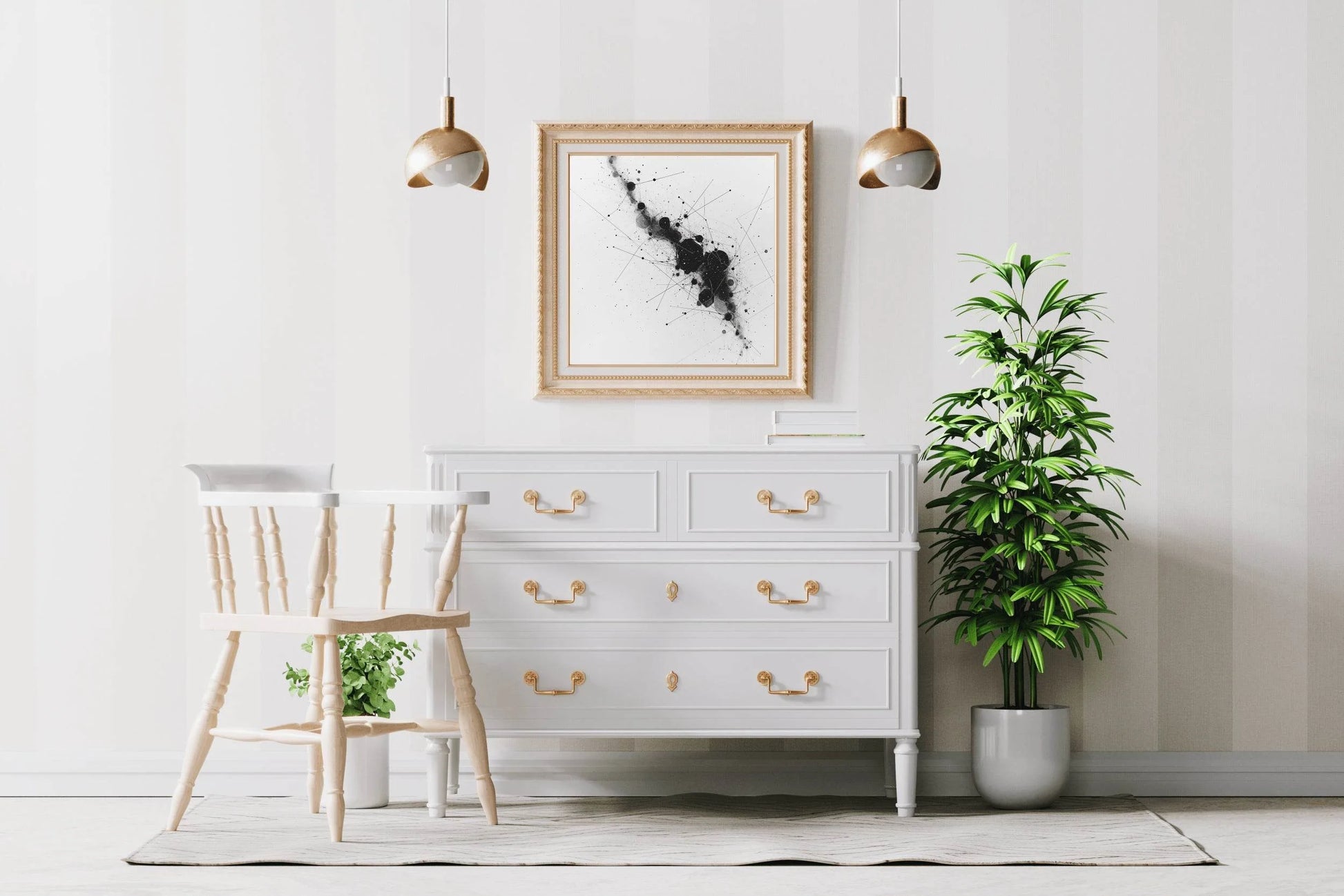 Black Geometric Nebula Modern Wall Art - beink online art store