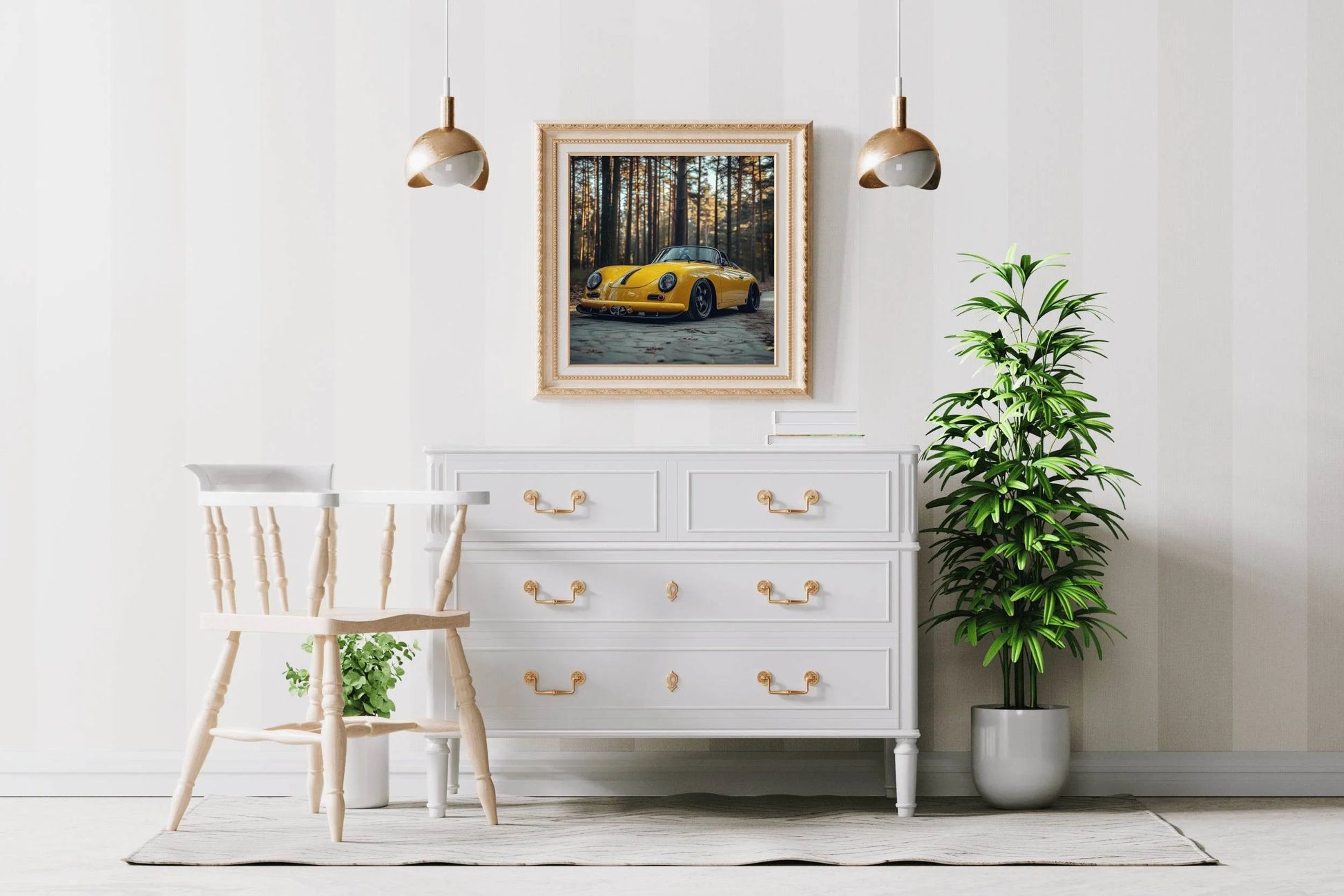 Porsche 356 Yellow Classic Wall Art - beink online art store