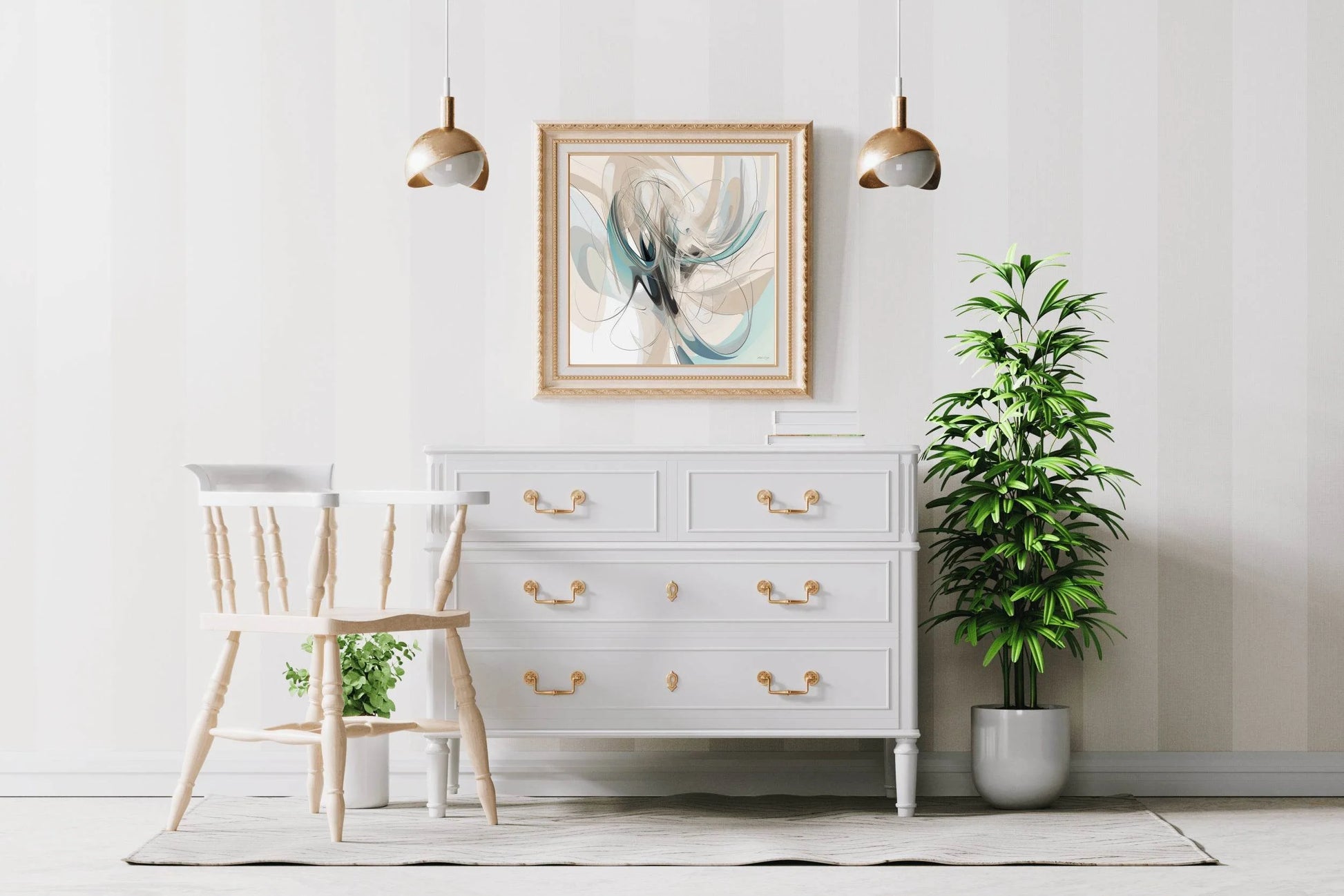Blue and Brown Swirl Abstract Wall Art - beink online art store