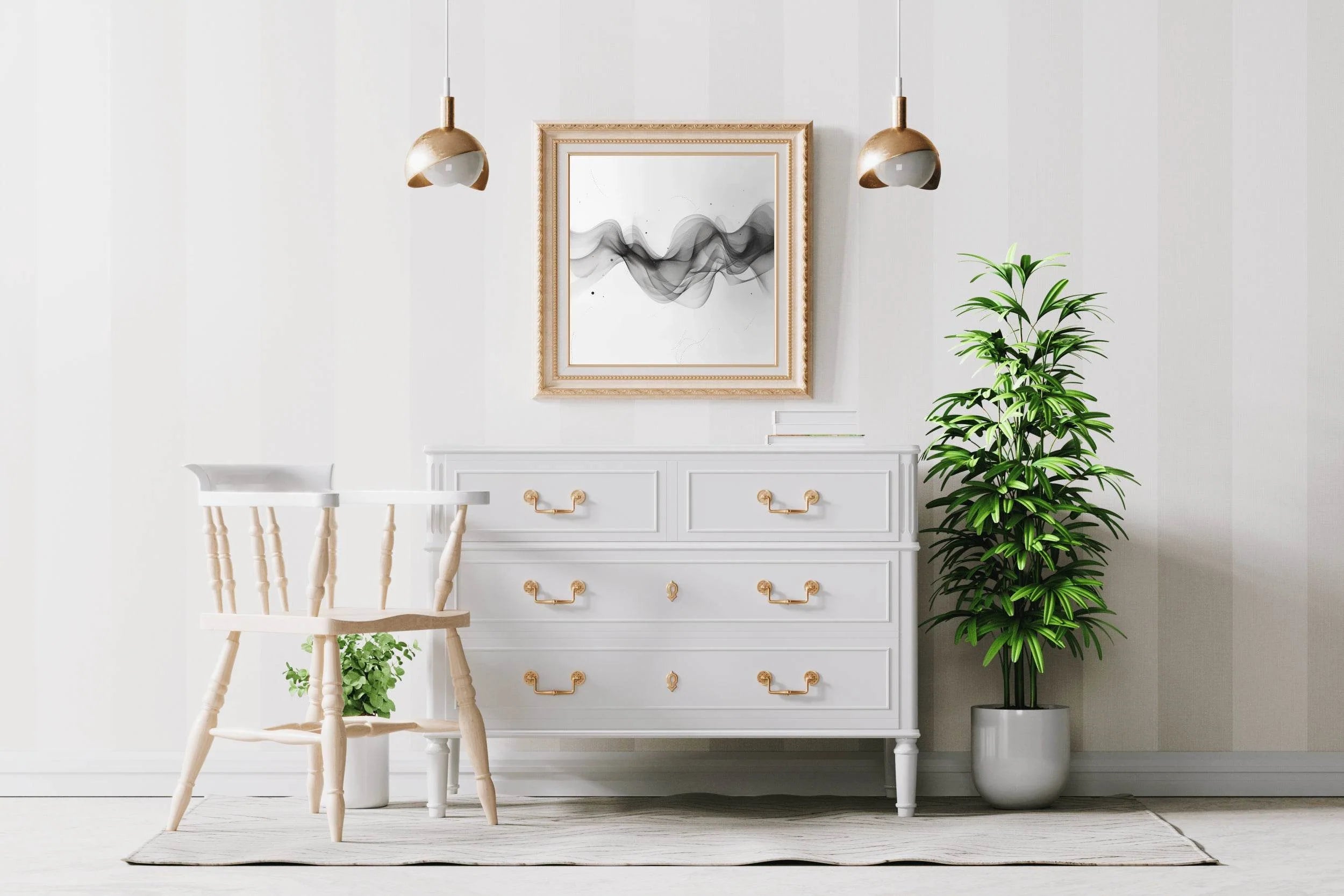 Grayscale Flow - Flowing Lines in Gray Shades Wall Art - beink online art store