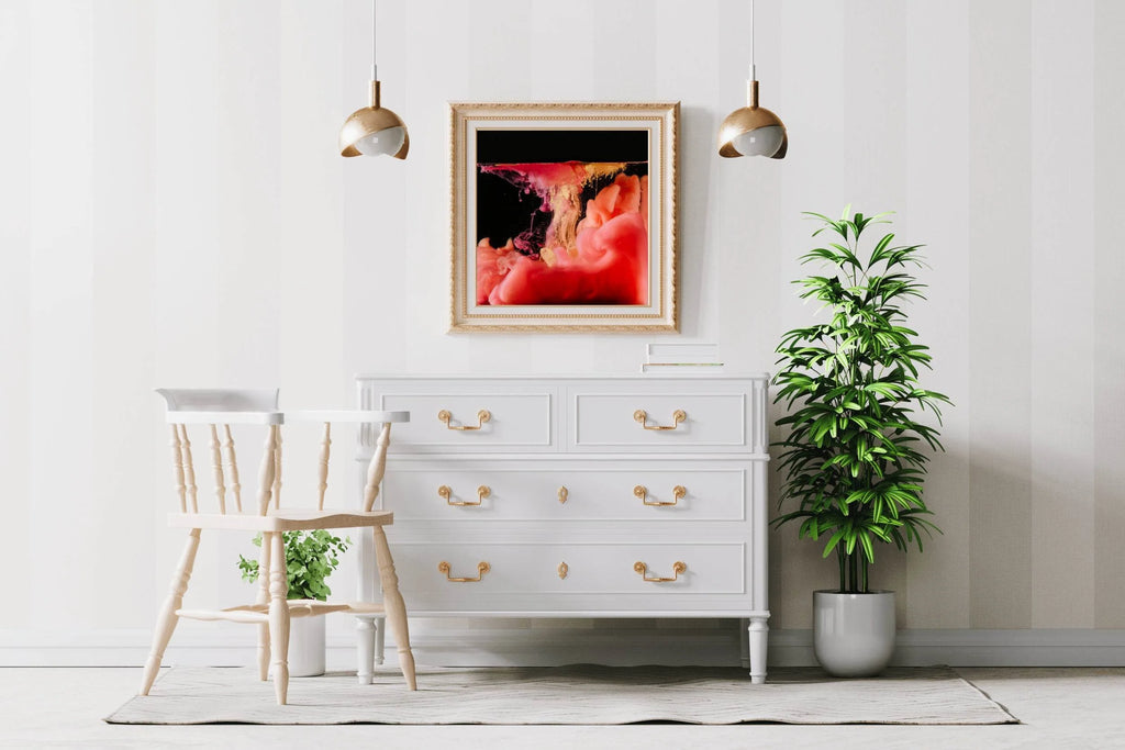 Red Smoky Drink Abstract Wall Art - beink online art store