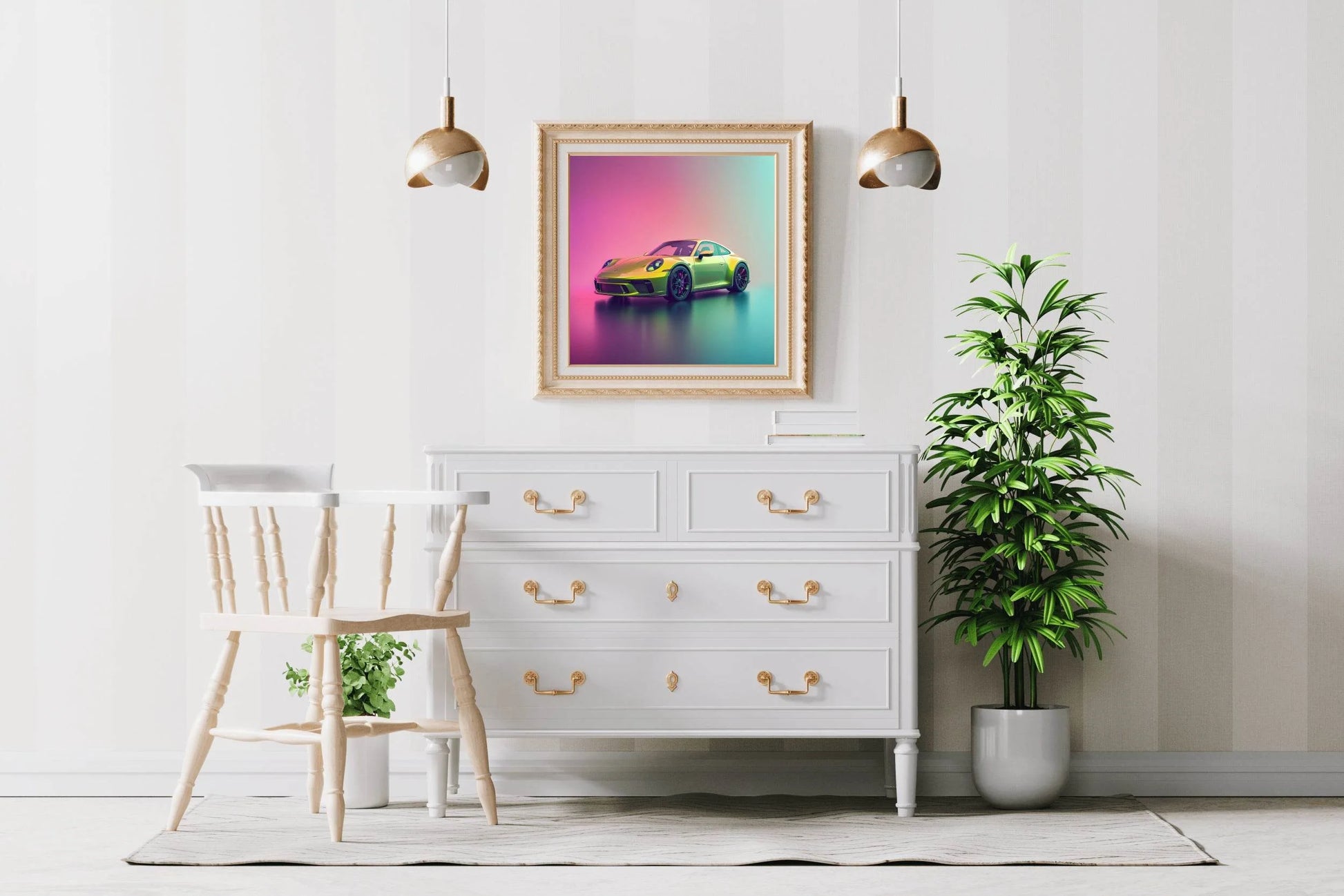 Porsche Golden Coupe Wall Art - beink online art store