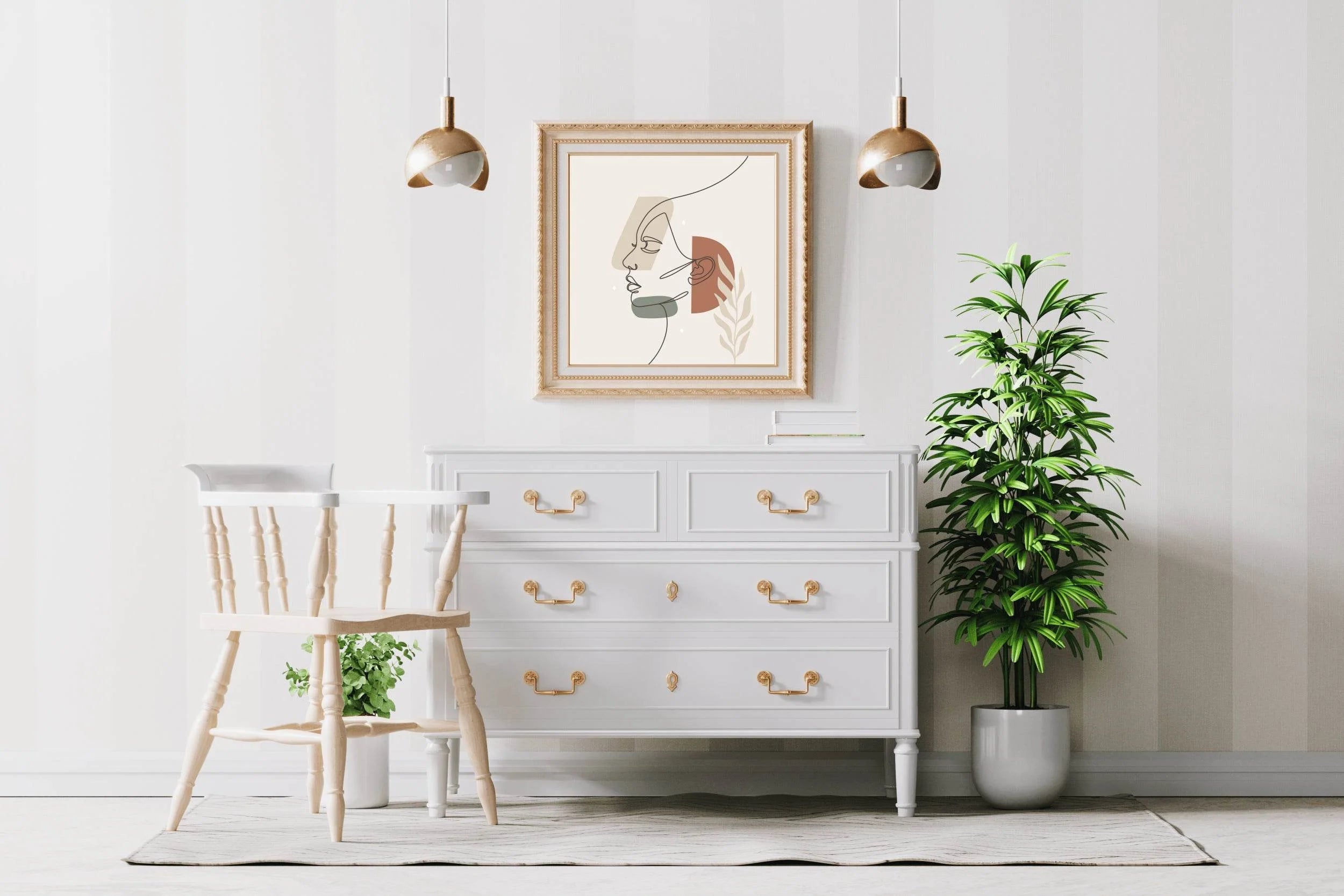 Women Linear Hair Wall Art - beink online art store