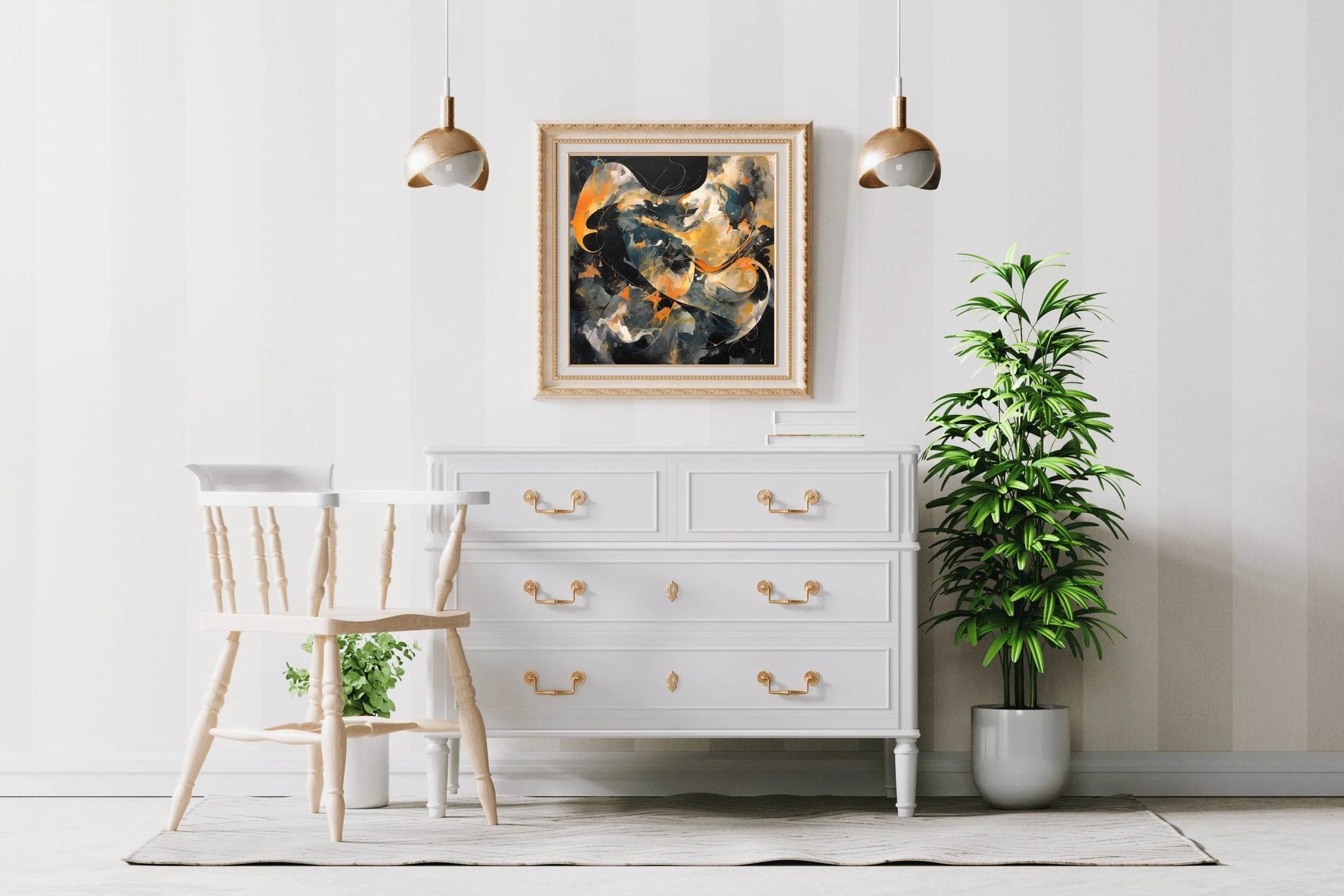 Oil Paint Wavy Brush Strokes Abstract Wall Art - beink online art store