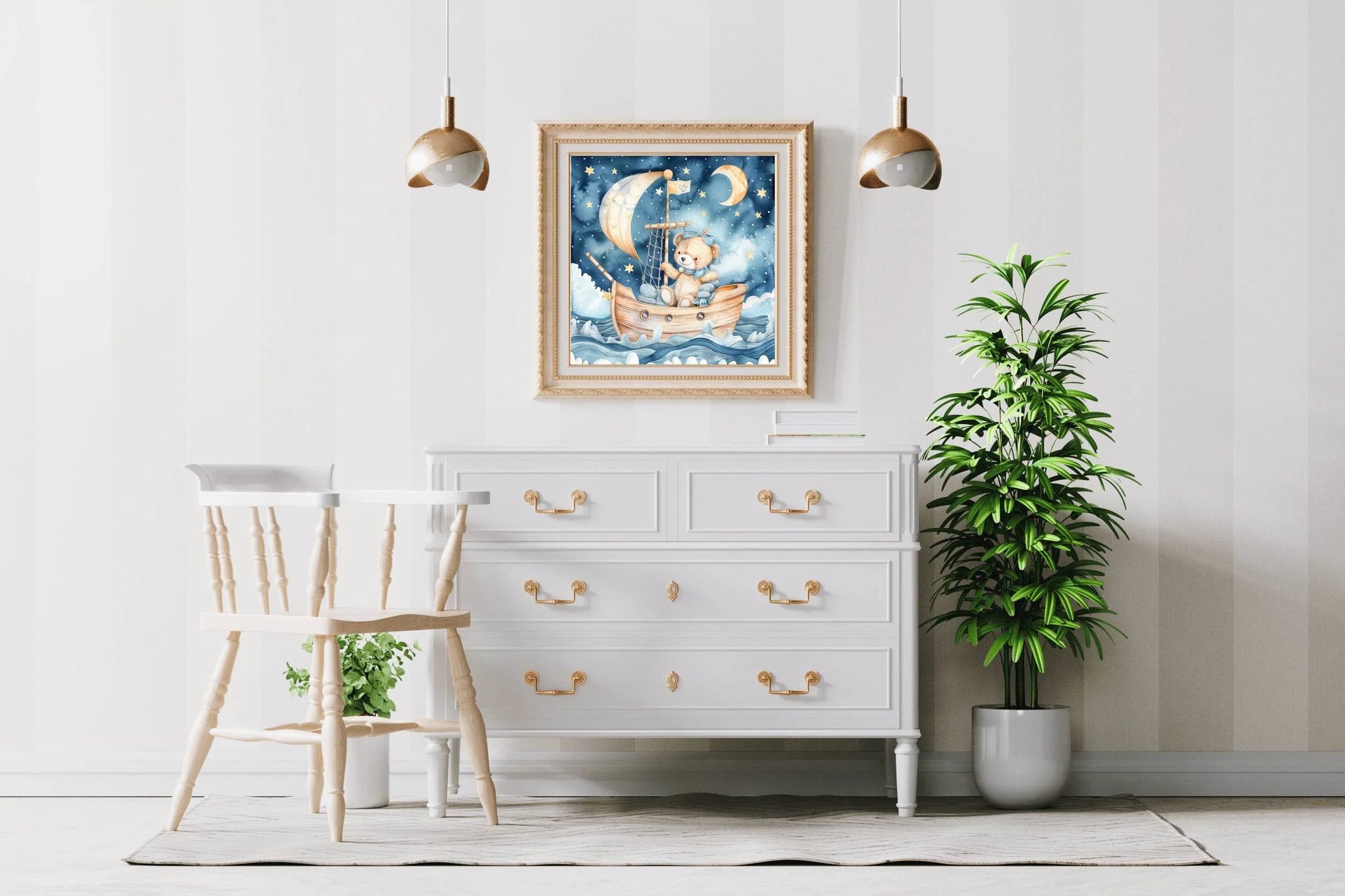 Painting of Teddy Bear Sailing in a Boat - beink online art store