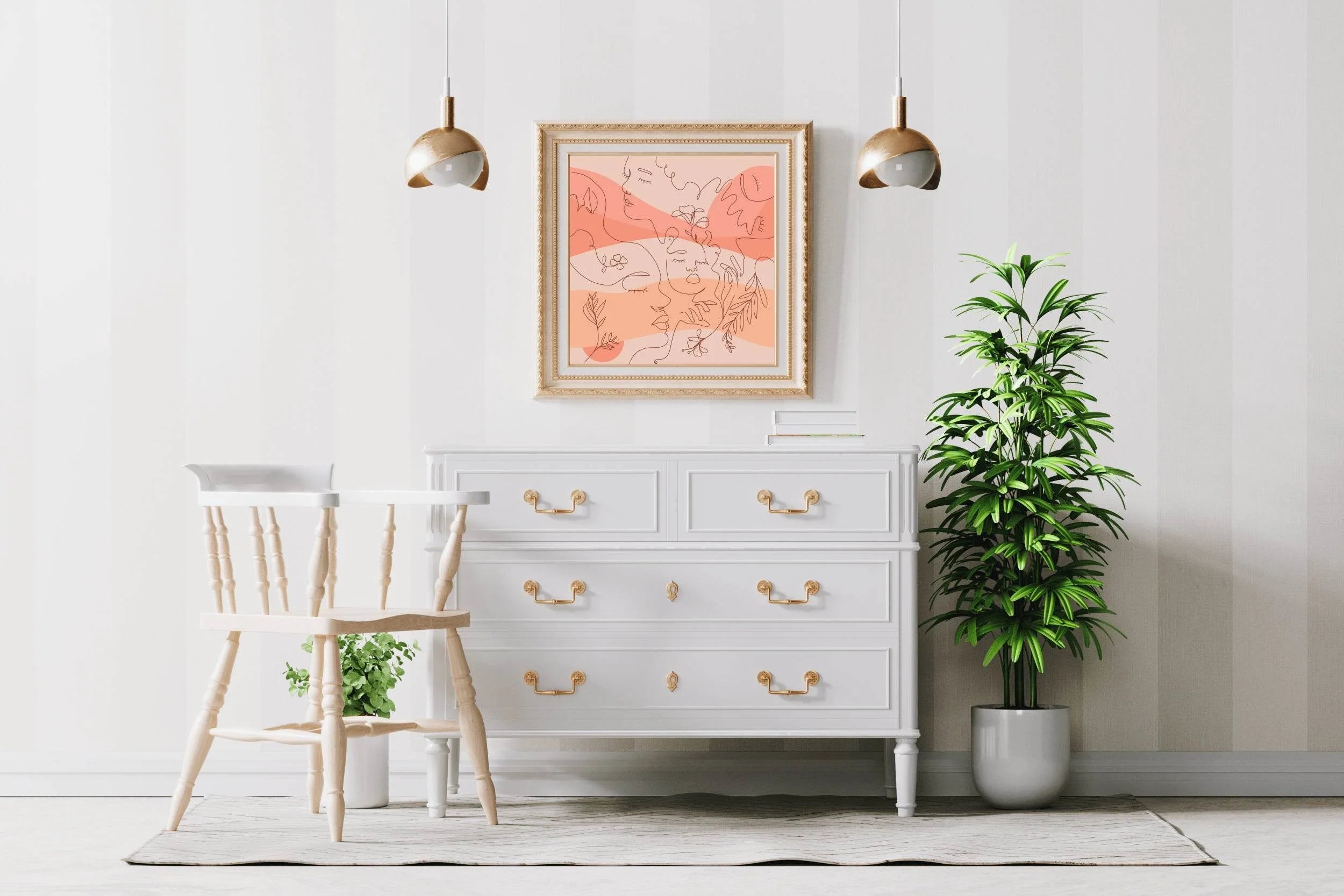 Floral Female Faces Wall Art - beink online art store