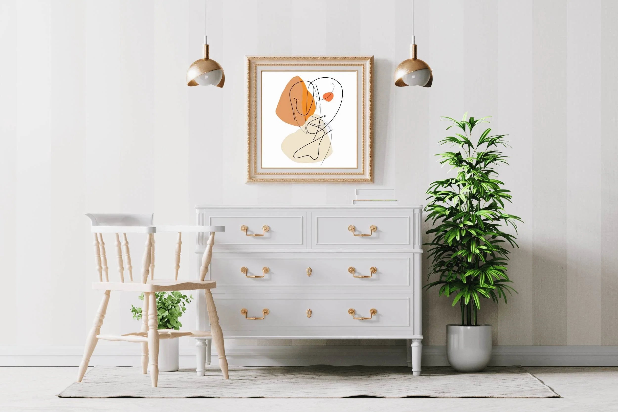 Minimalist Line Art With Color - beink online art store