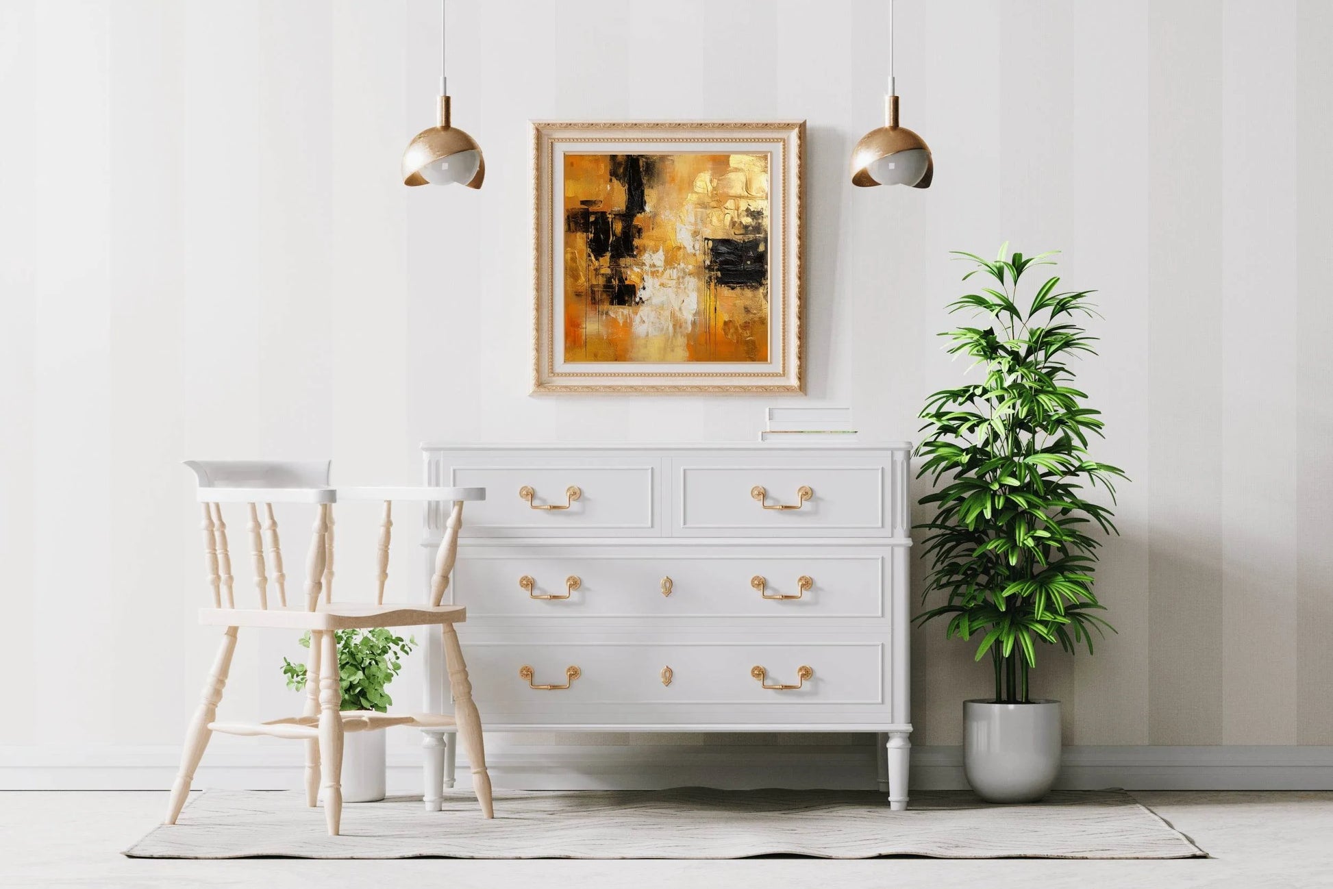 Brown and Orange Paint Brush Strokes Abstract Wall Art - beink online art store