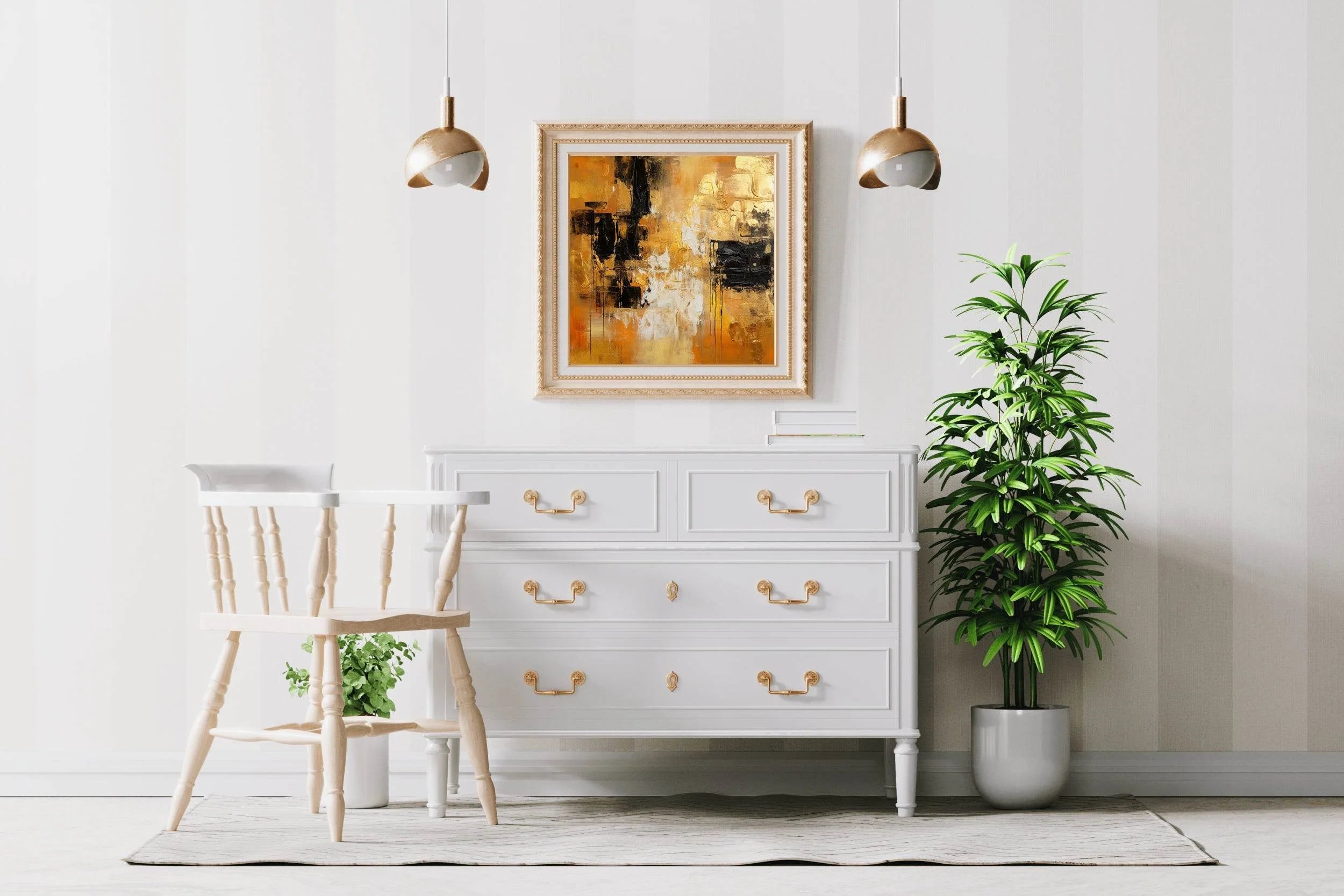 Brown and Orange Paint Brush Strokes Abstract Wall Art - beink online art store