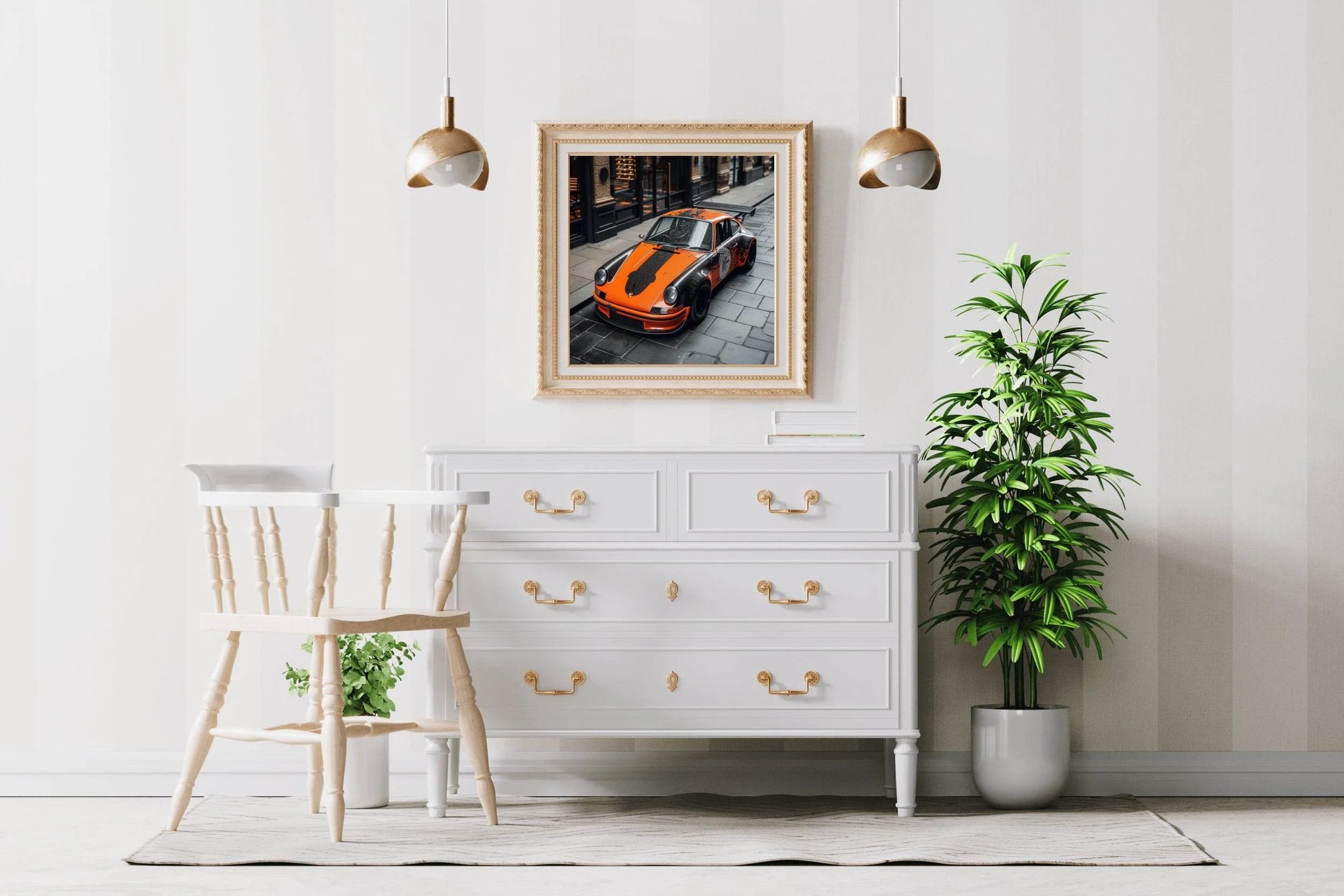 Black and Orange Porsche Wall Art - beink online art store