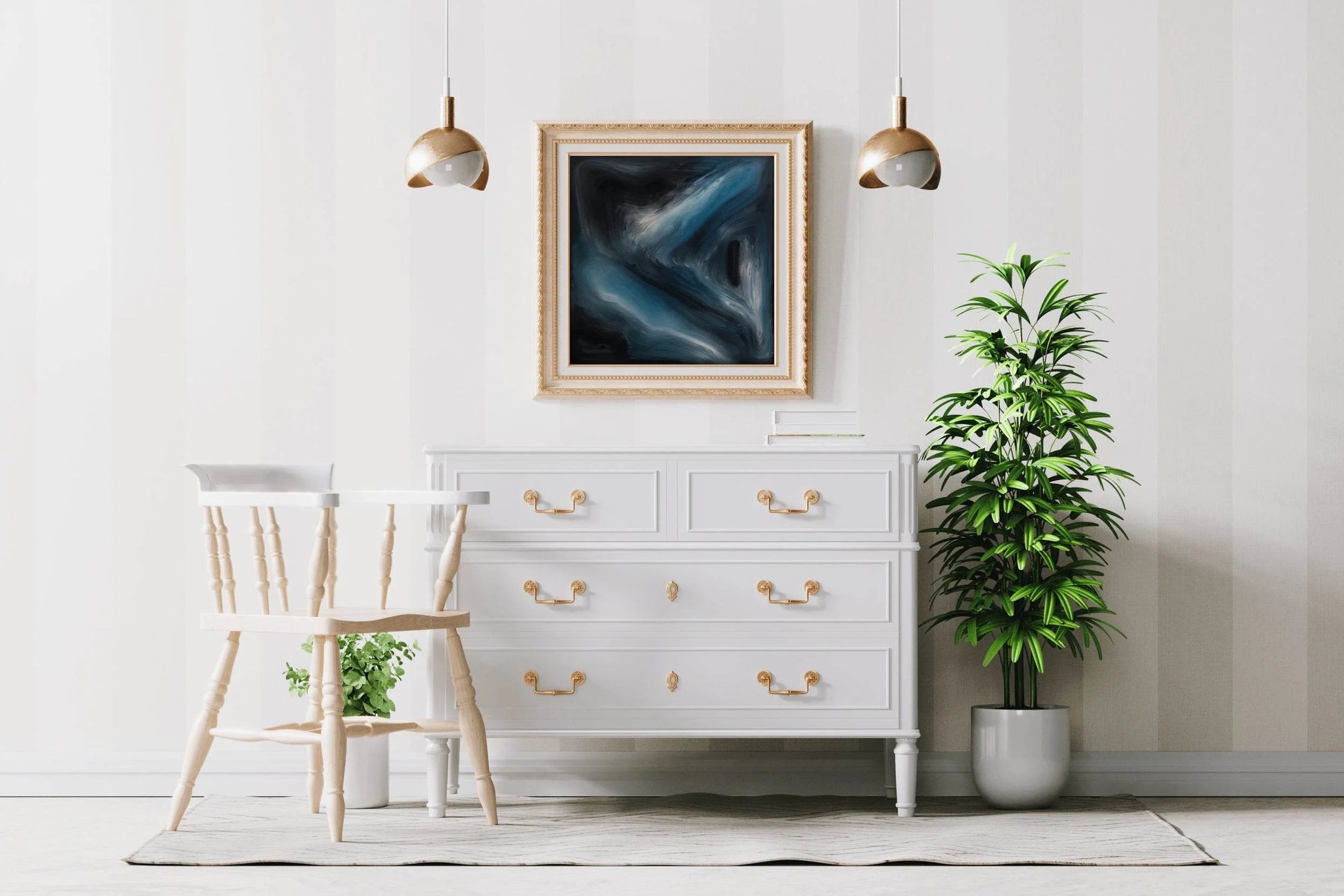 Irregular Night Waves Abstract Wall Art - beink online art store