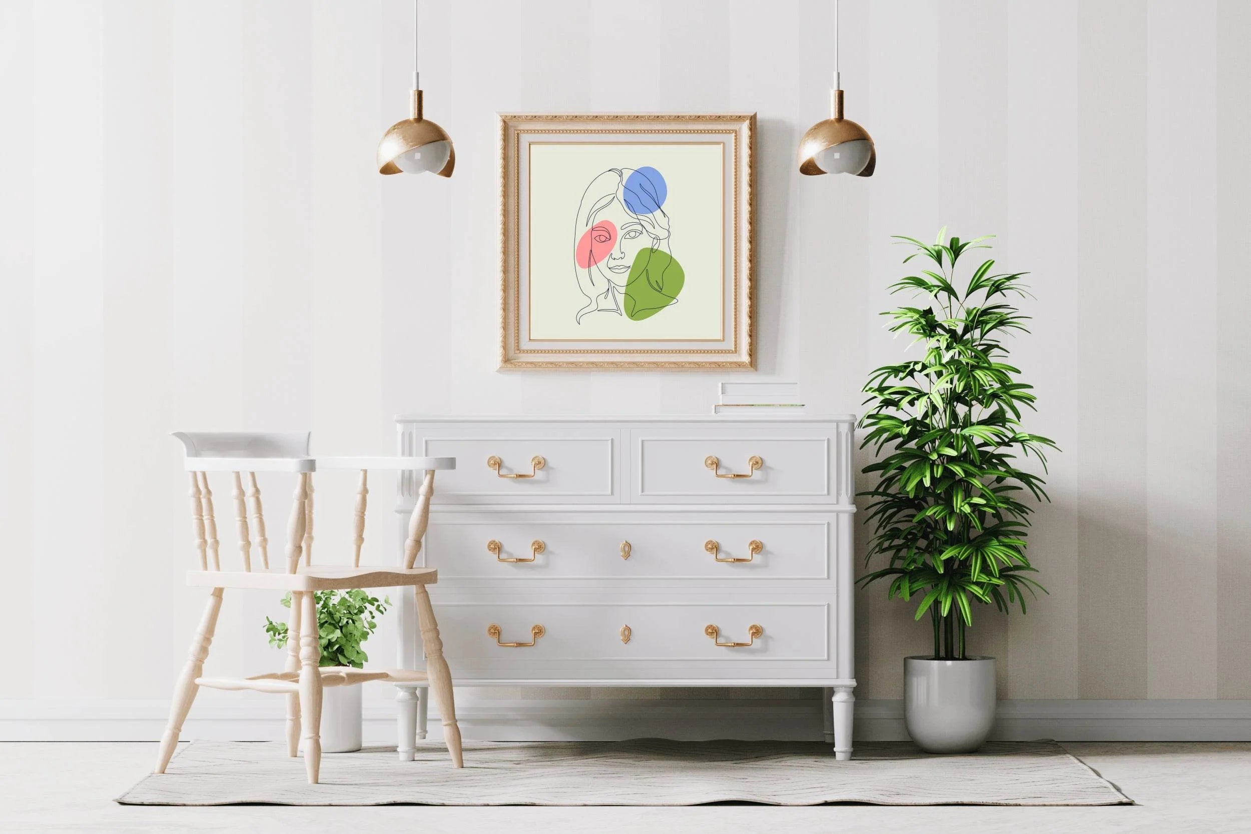 Colorful Female Face Design Wall Art - beink online art store