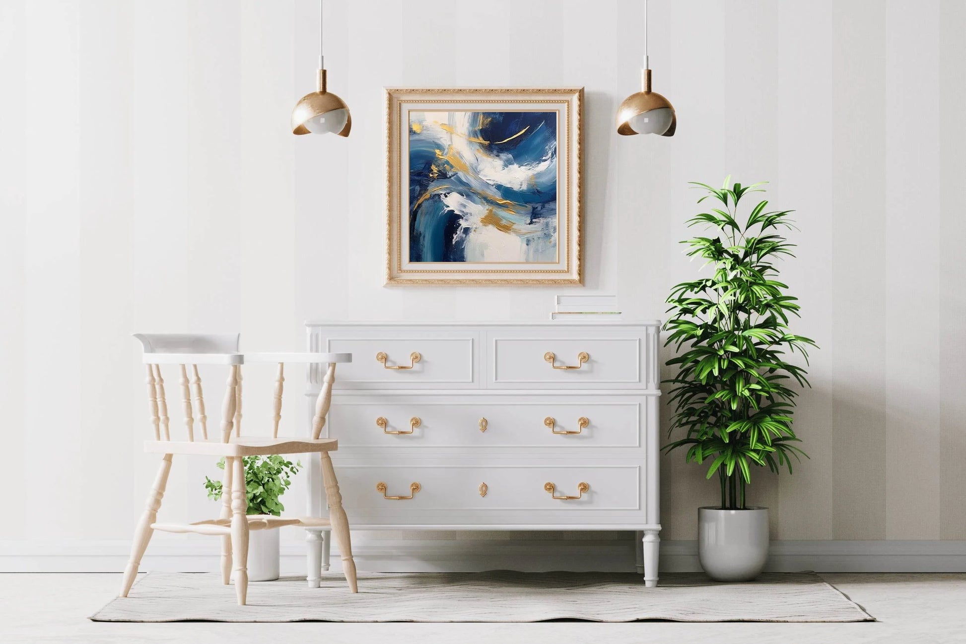 Gold and Blue Textured Abstract Wall Art - beink online art store