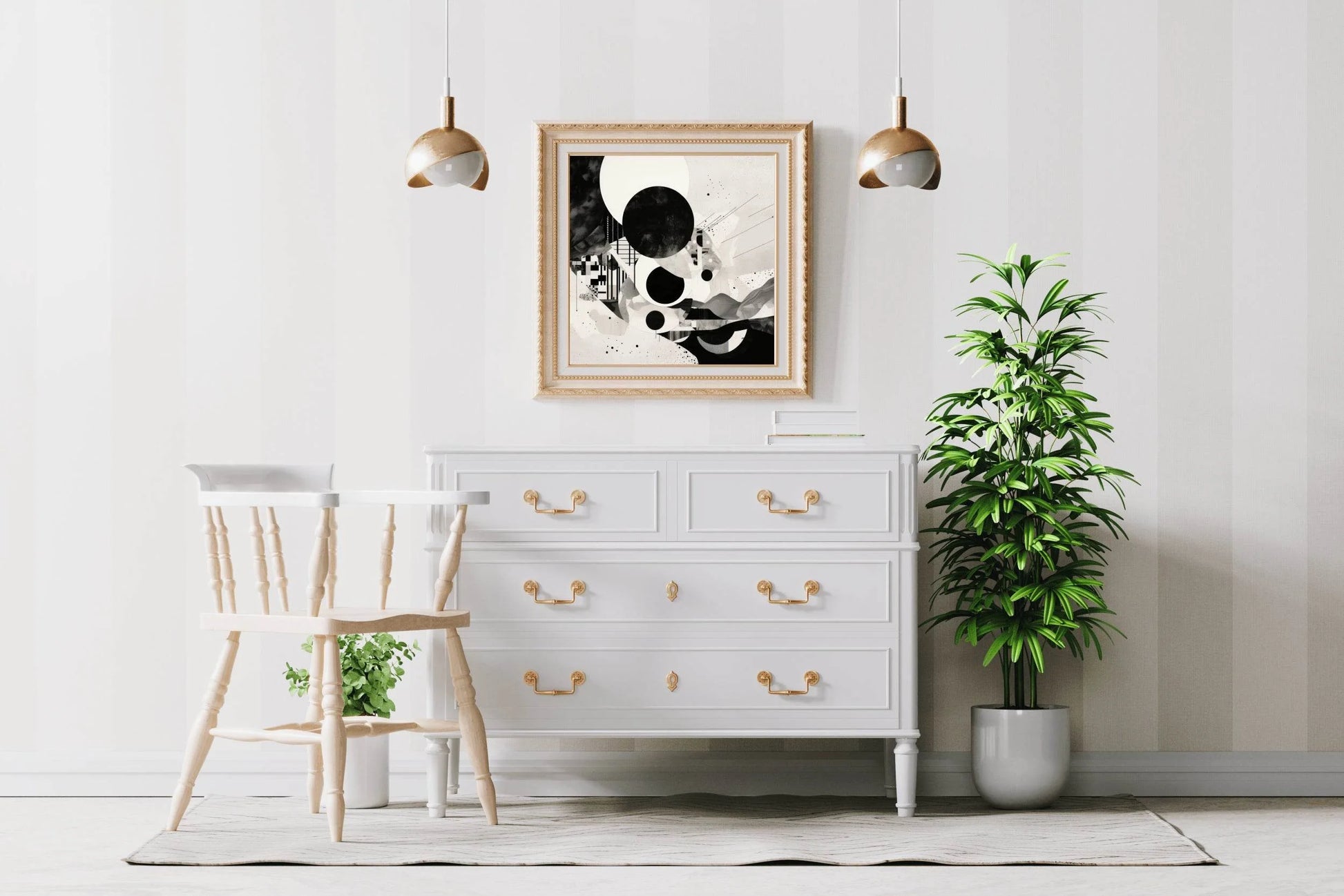 Geometric Black and White Abstract Wall Art - beink online art store