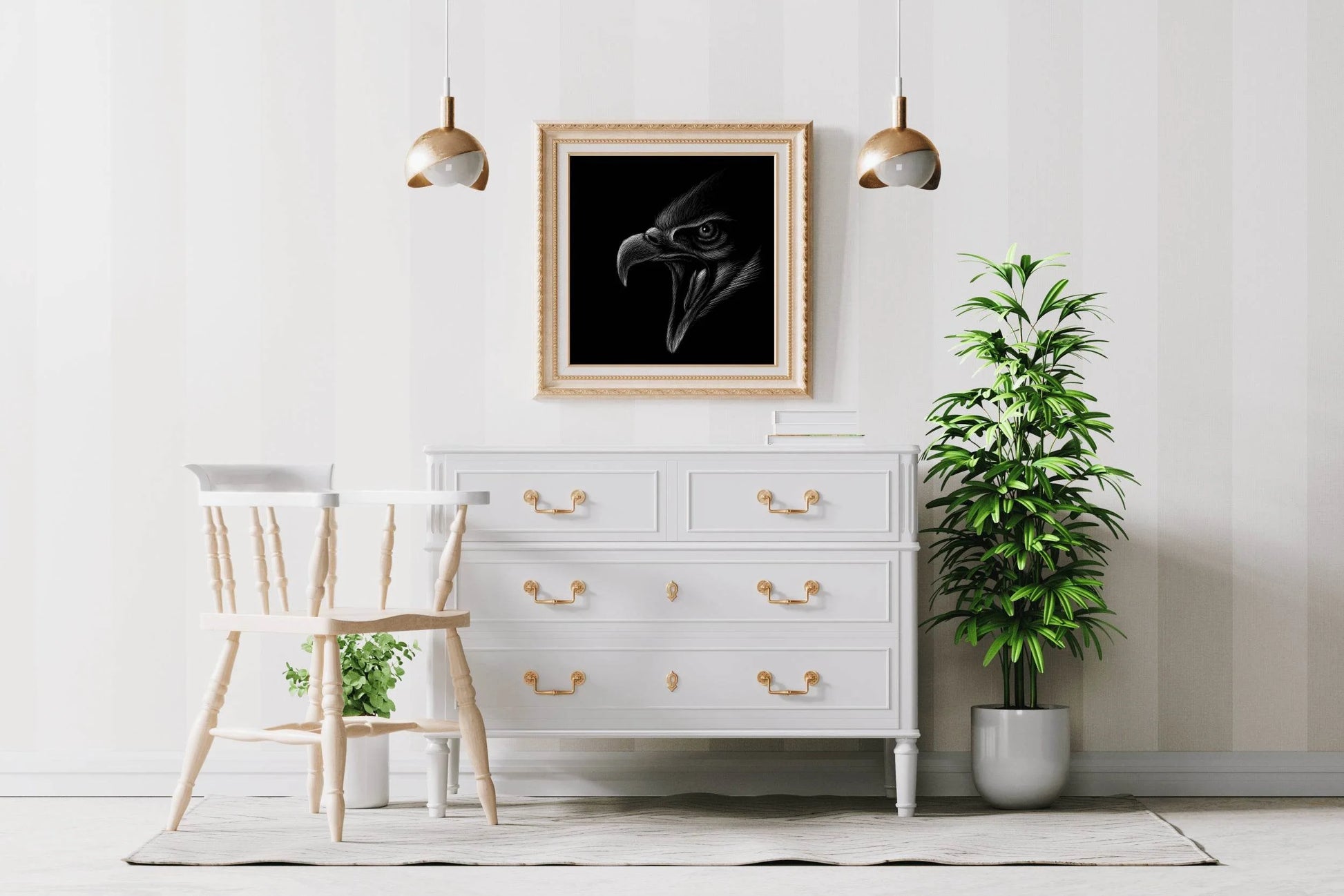 Golden Eagle Black Background Wall Art - beink online art store