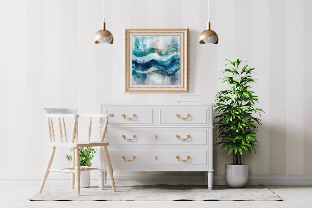 Blue Mountain Brush Strokes Abstract Wall Art - beink online art store