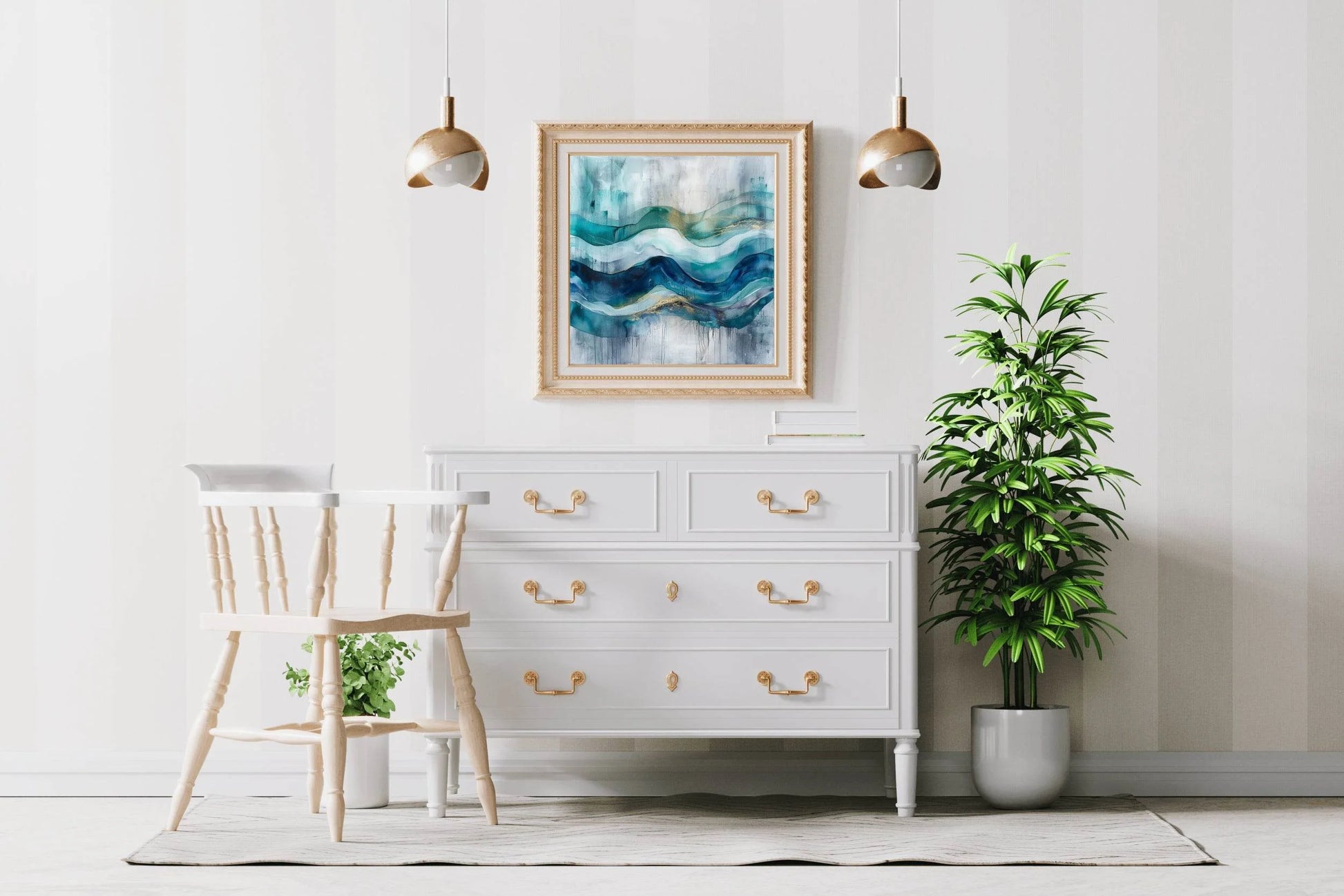 Blue Mountain Brush Strokes Abstract Wall Art - beink online art store