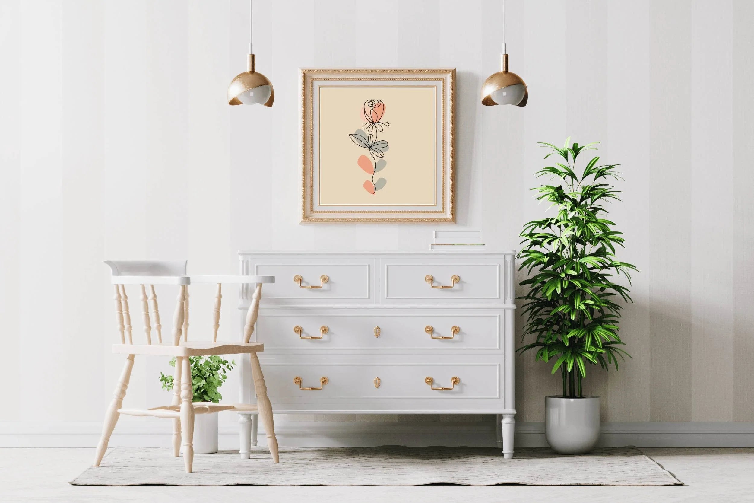 Rose With Leaves Wall Art - beink online art store