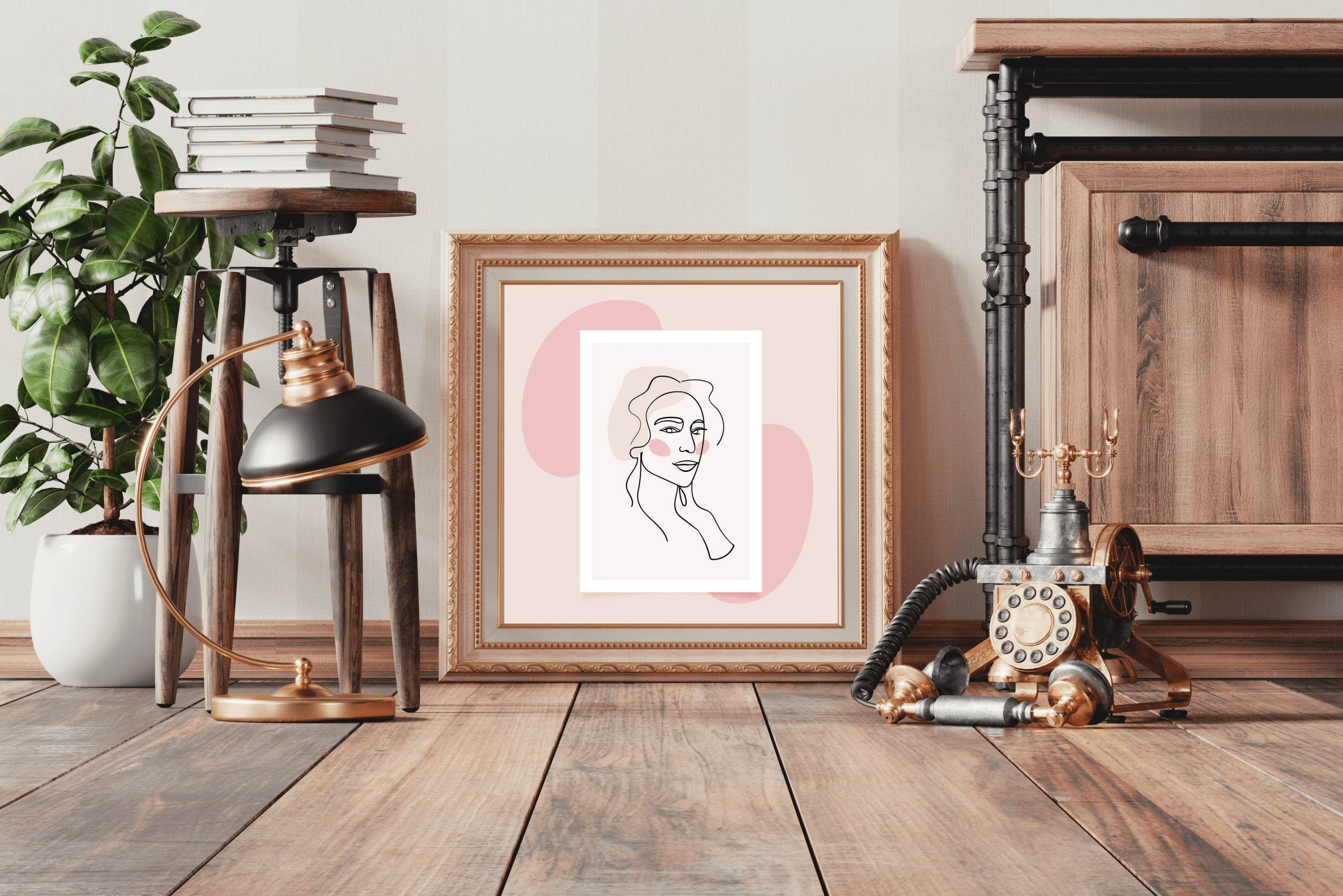 Beautiful Linear Face of Blonde Woman Wall Art - beink online art store