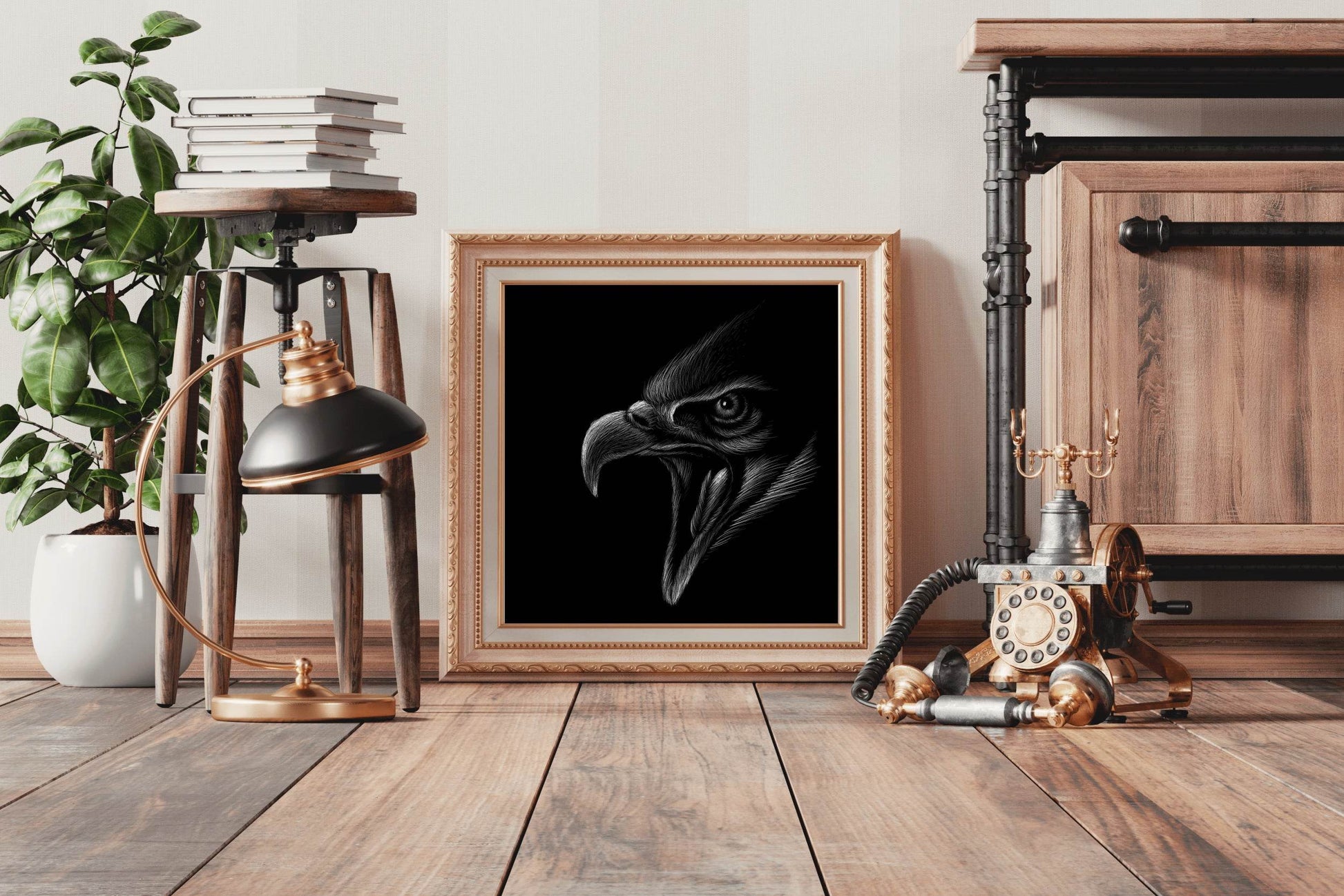 Golden Eagle Black Background Wall Art - beink online art store