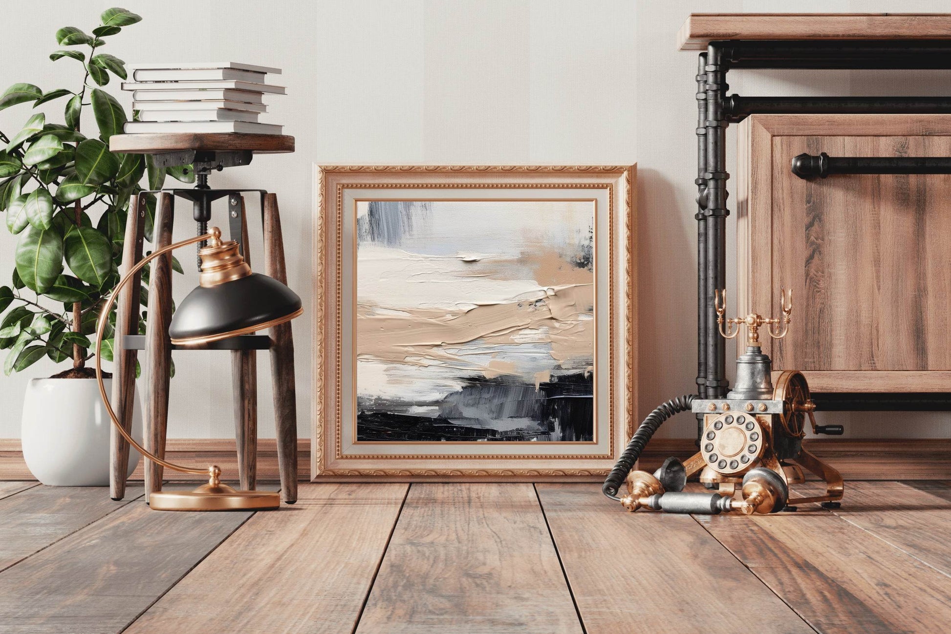 Black, Grey, Bronze Curves Abstract Wall Art - beink online art store