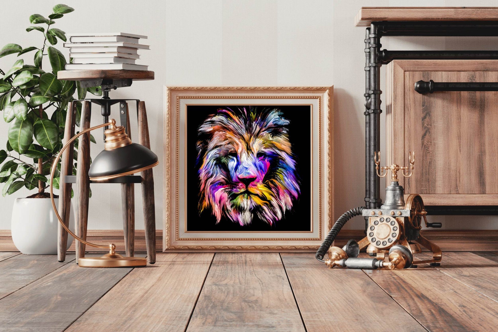 Portrait of Lion in Multicolor Paint - beink online art store