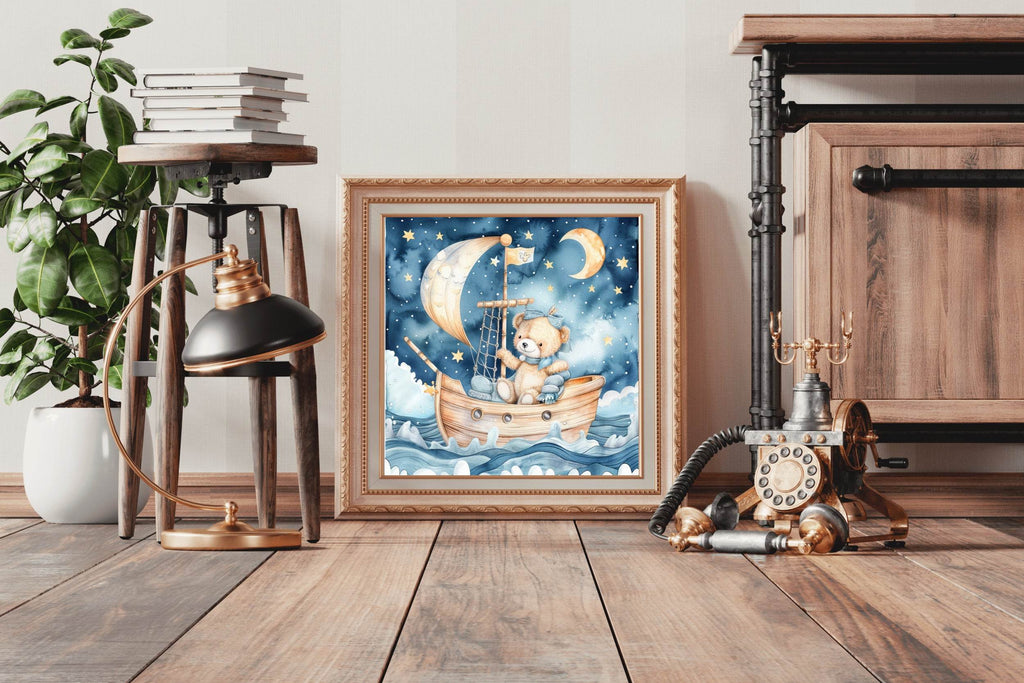 Painting of Teddy Bear Sailing in a Boat - beink online art store