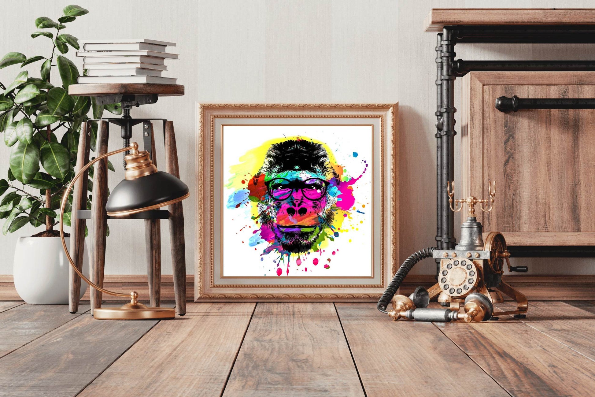 Artistic Color Monkey Muzzle in Eyeglasses - beink online art store