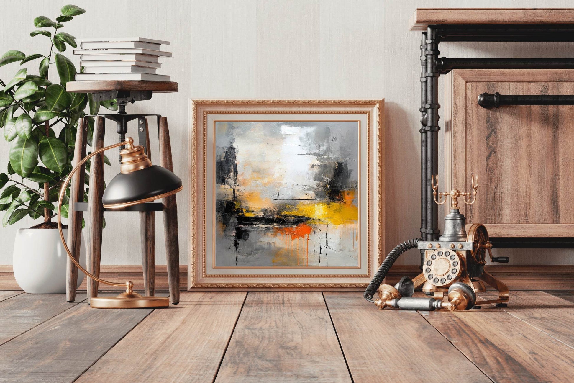 Ship in a Sea Brush Strokes Abstrat Wall Art - beink online art store
