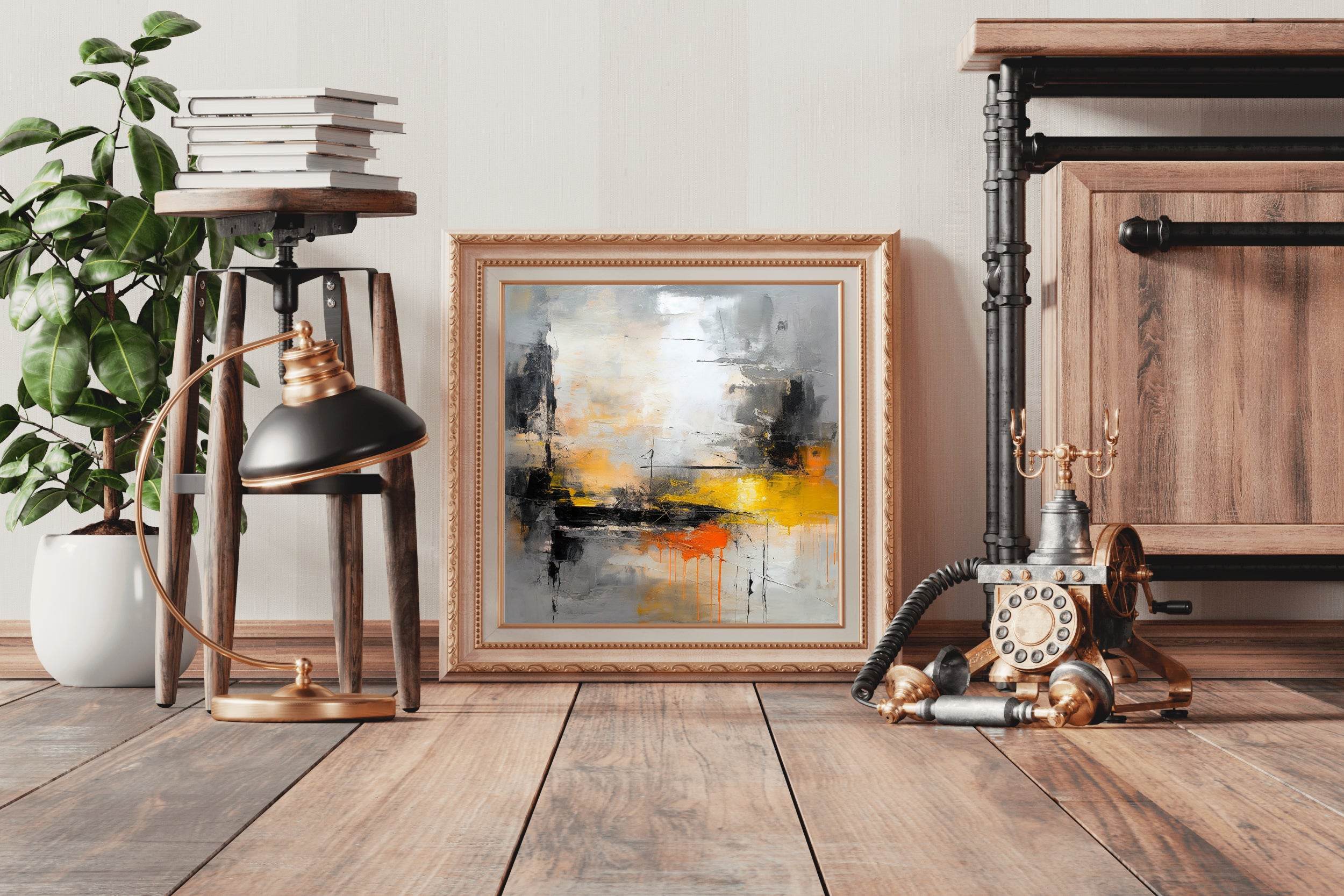 Ship in a Sea Brush Strokes Abstrat Wall Art - beink online art store