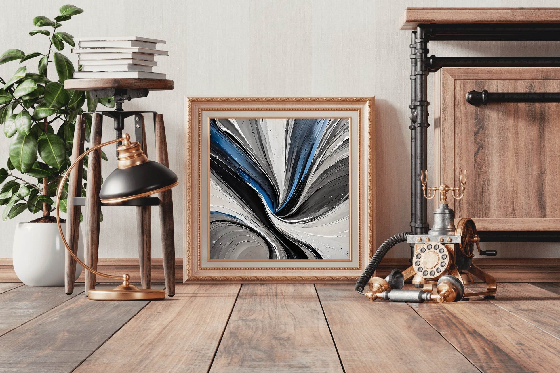 Black Paint Brush Strokes Abstract Wall Art - beink online art store