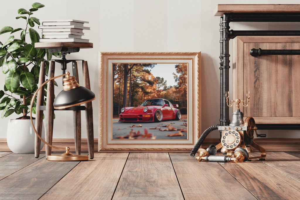 Porsche 911 Flat Red Wall Art - beink online art store