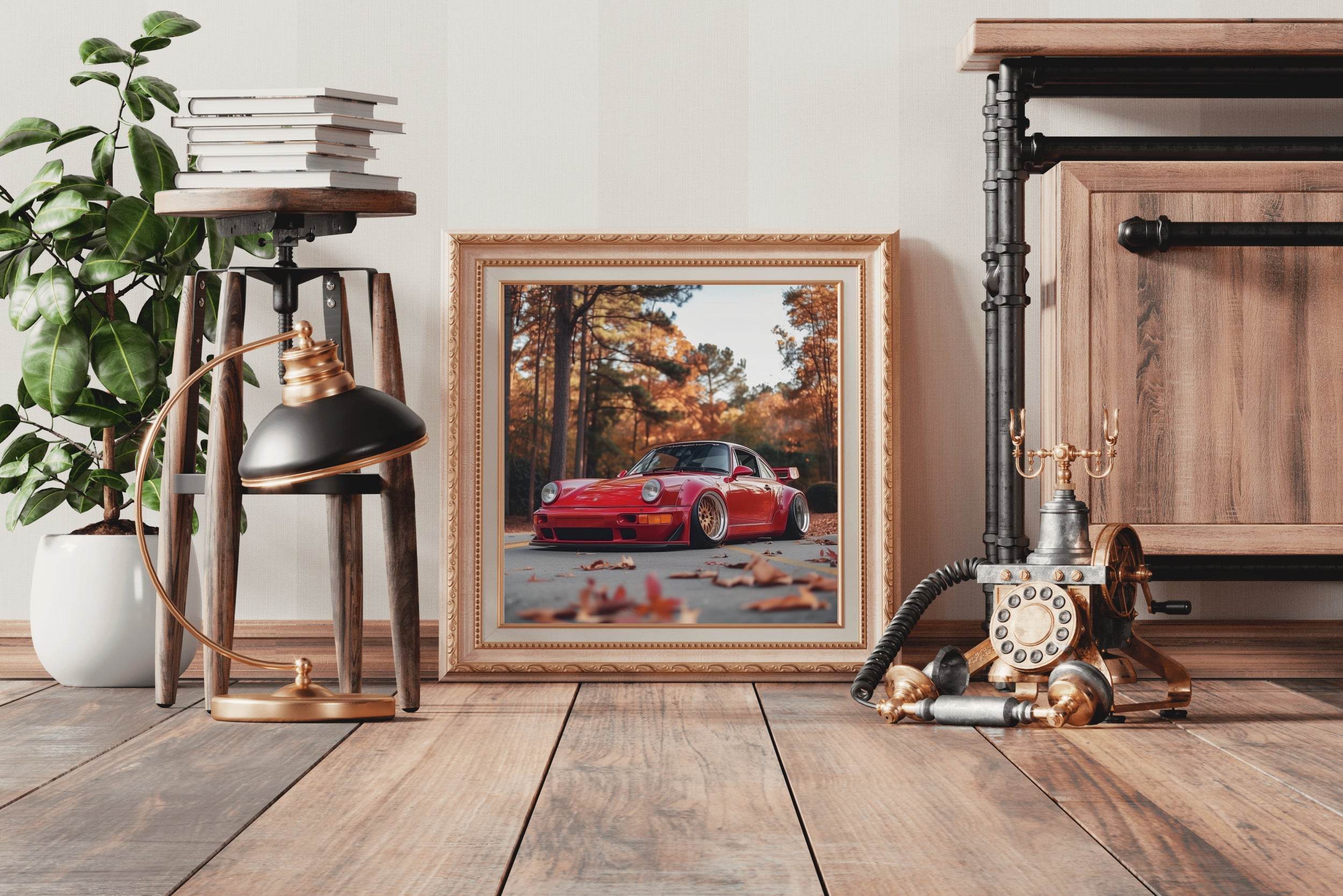 Porsche 911 Flat Red Wall Art - beink online art store