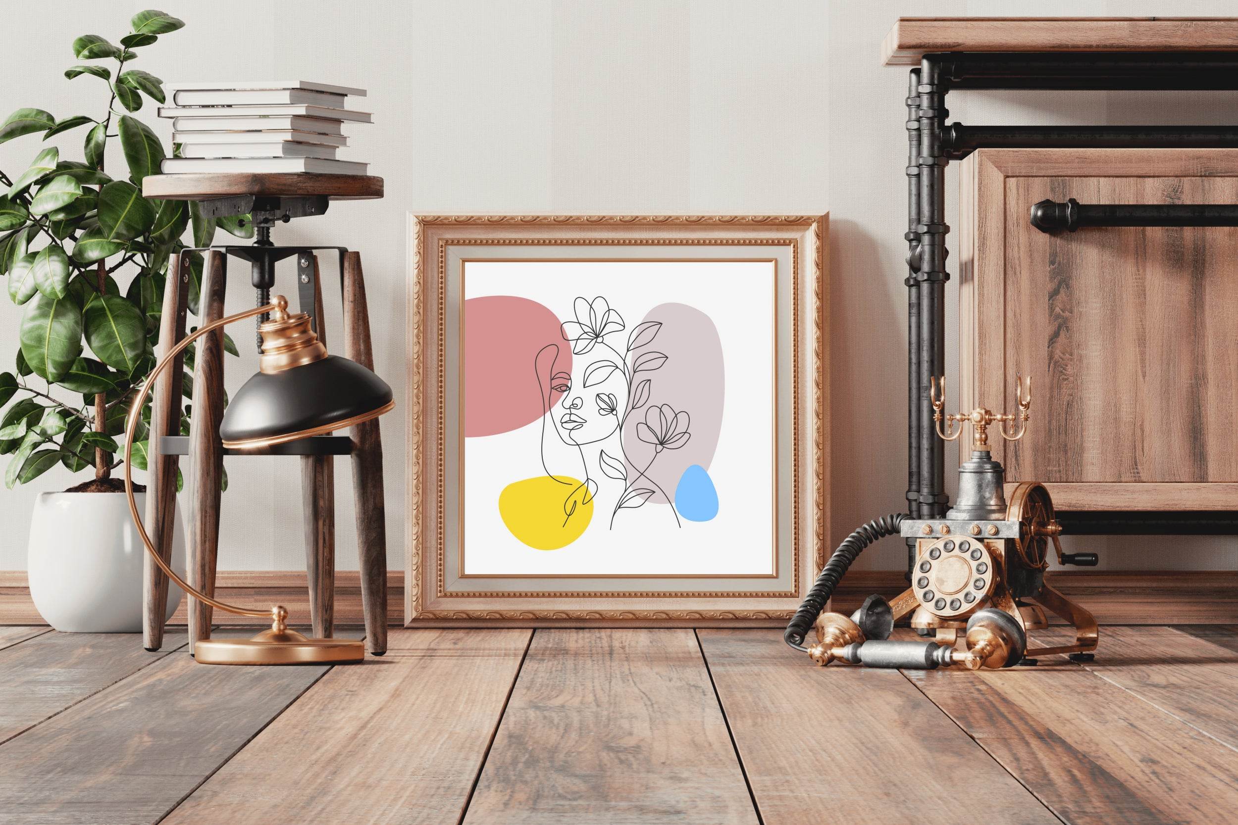 Combination Woman Face With Flower Wall Art - beink online art store