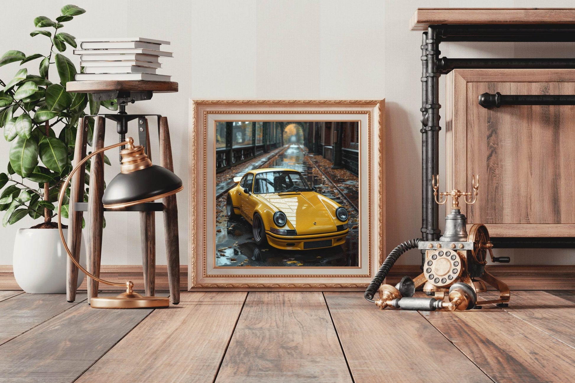 Porsche 911S Carrera Yellow Wall Art - beink online art store