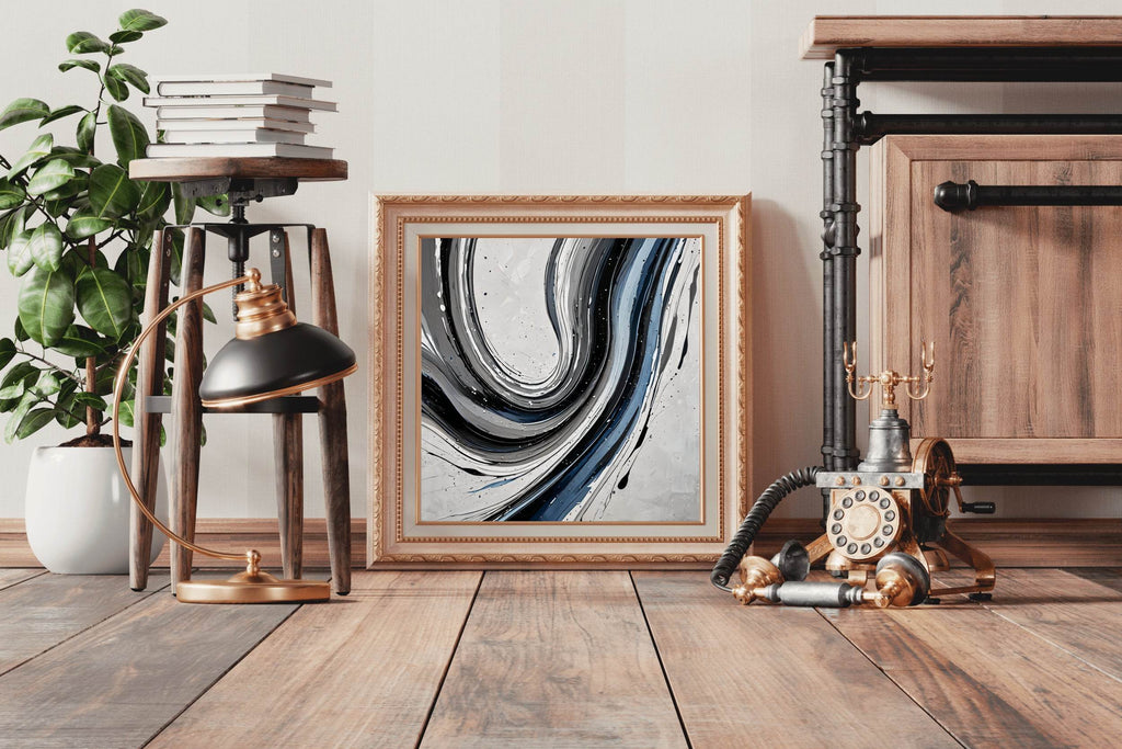 Black and White Swirl Abstract Wall Art - beink online art store