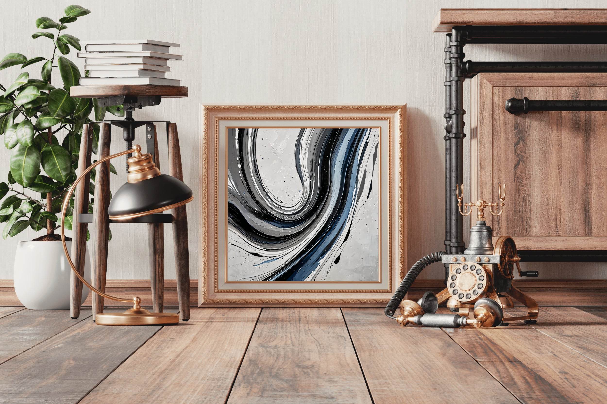 Black and White Swirl Abstract Wall Art - beink online art store