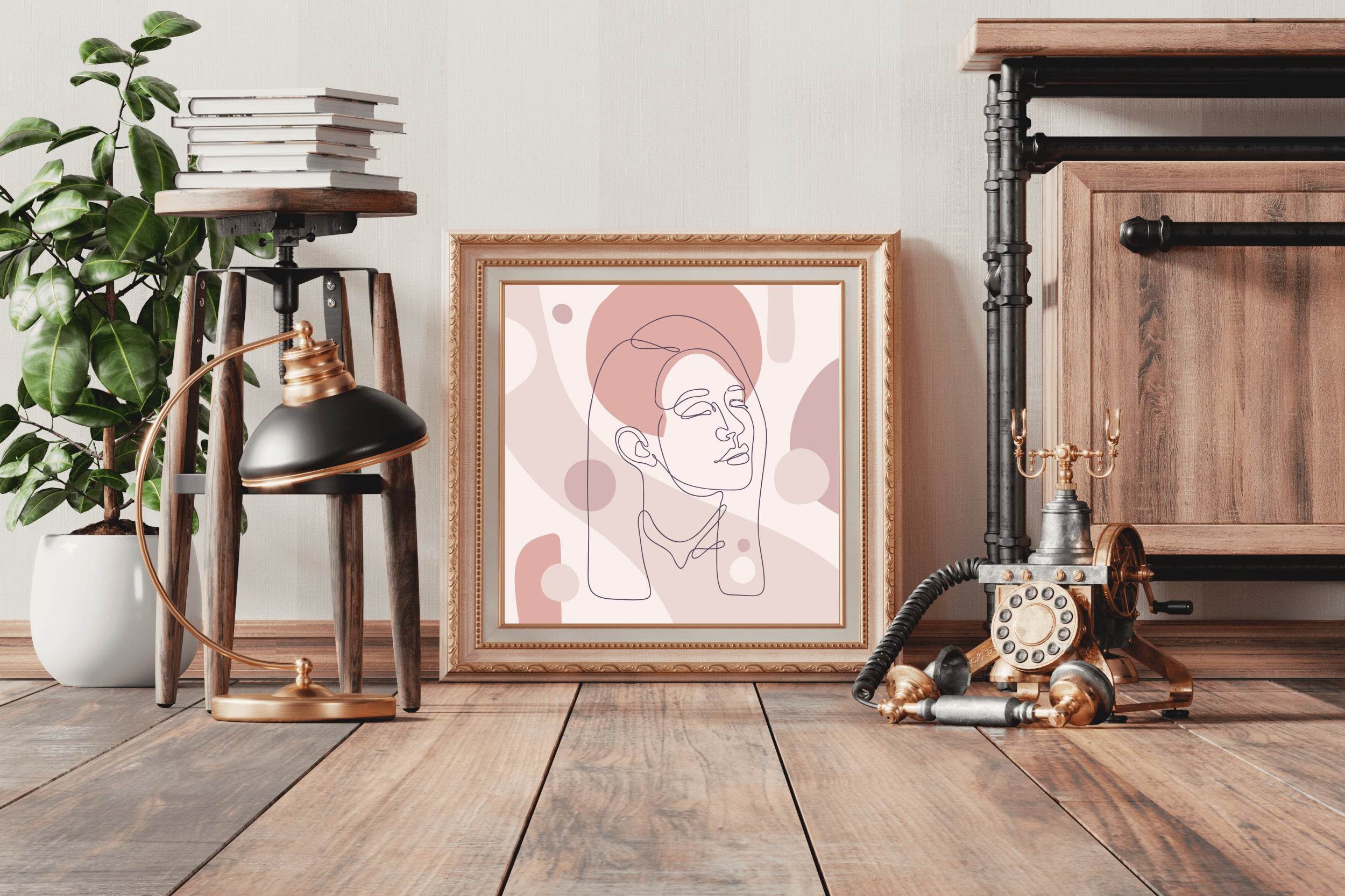 Linear Face of Ncient Roman Women Wall Art - beink online art store