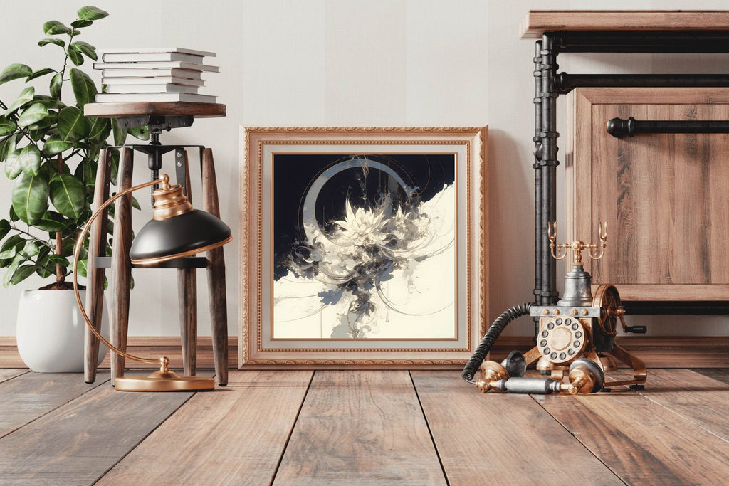 Digital White Flower Abstract Wall Art - beink online art store