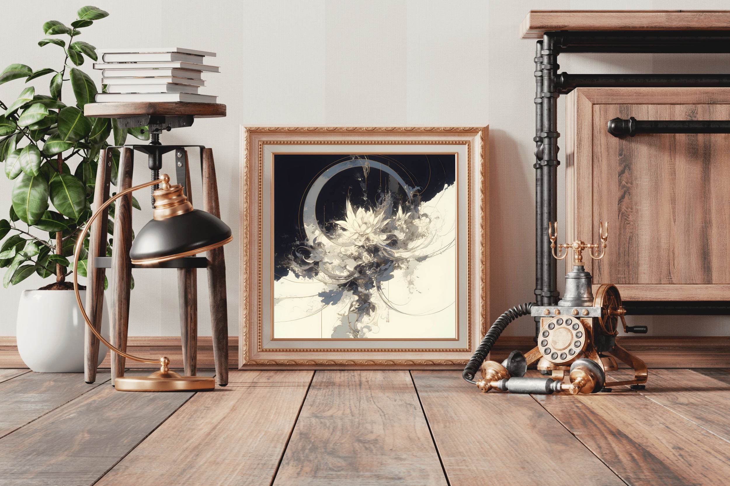 Digital White Flower Abstract Wall Art - beink online art store