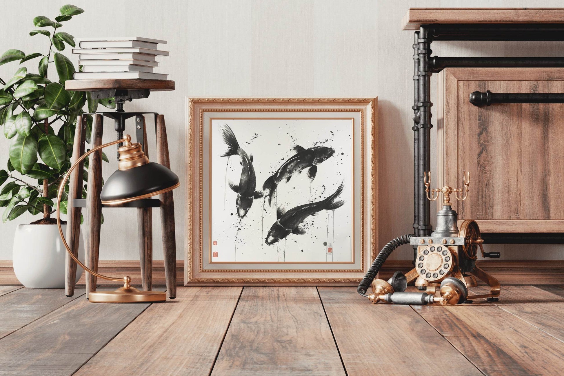 Three Koi Fish Painting Wall Art - beink online art store