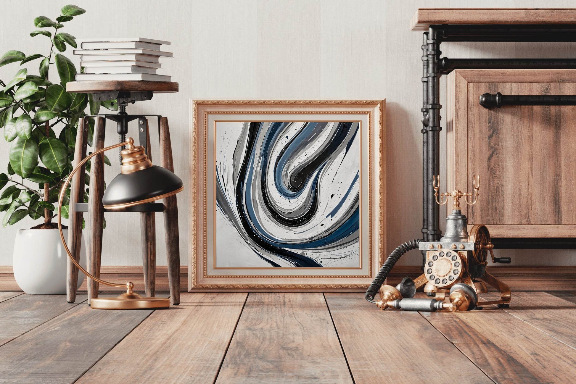Black and White Swirl Abstract Wall Art - beink online art store