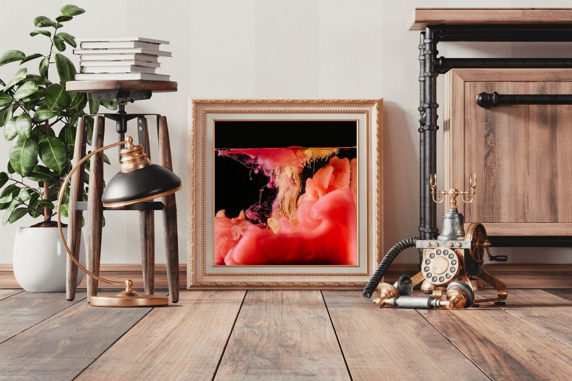 Red Smoky Drink Abstract Wall Art - beink online art store