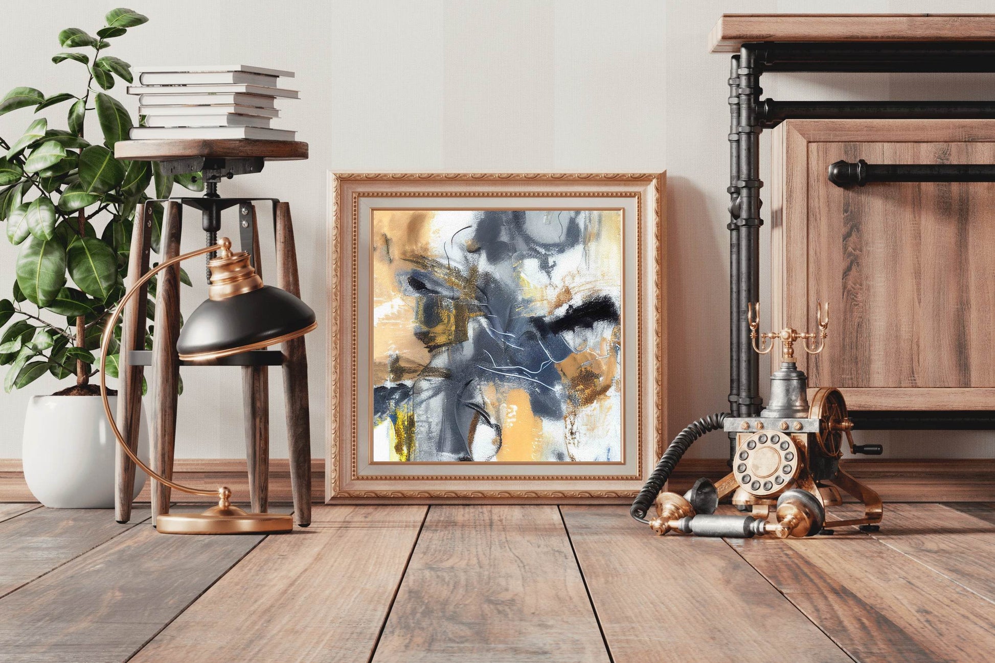 Desert View With Brush Strokes Abstract Wall Art - beink online art store