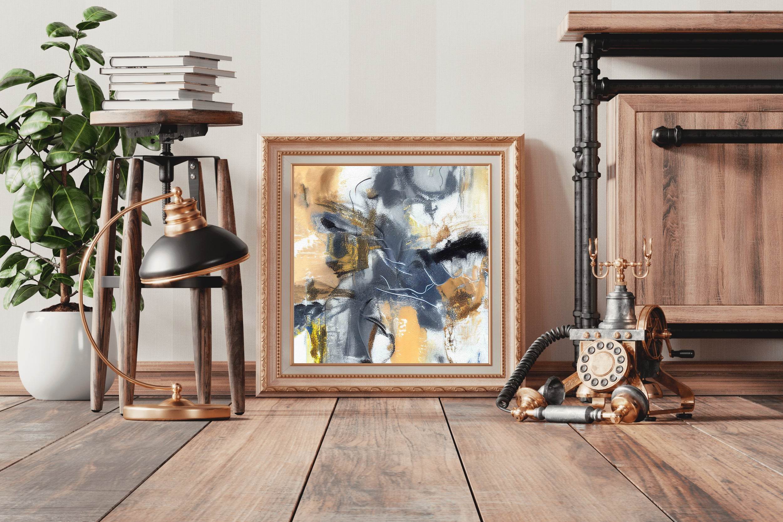 Desert View With Brush Strokes Abstract Wall Art - beink online art store