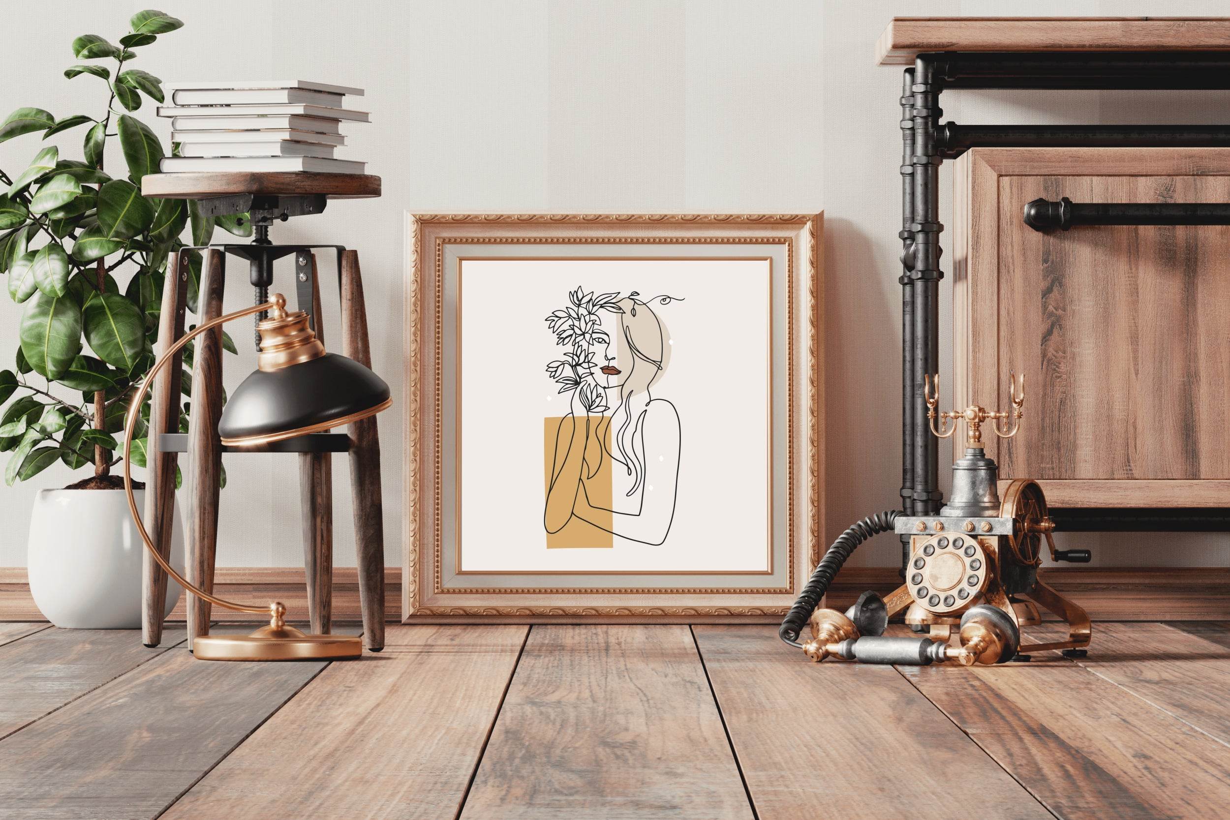 Linear Face Of a Flowery Woman Wall Art - beink online art store
